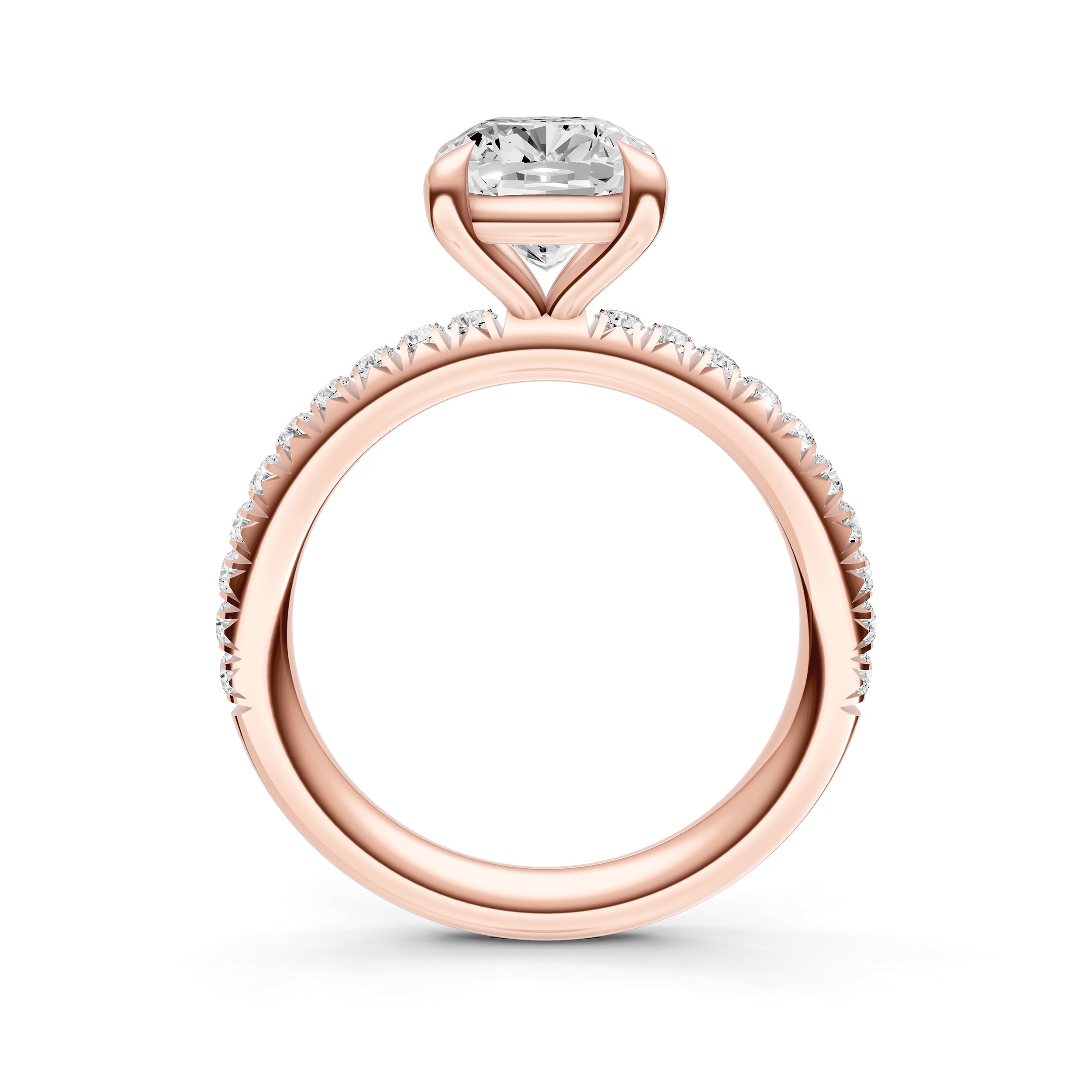 Classic French Pavé Engagement Ring (Cushion)