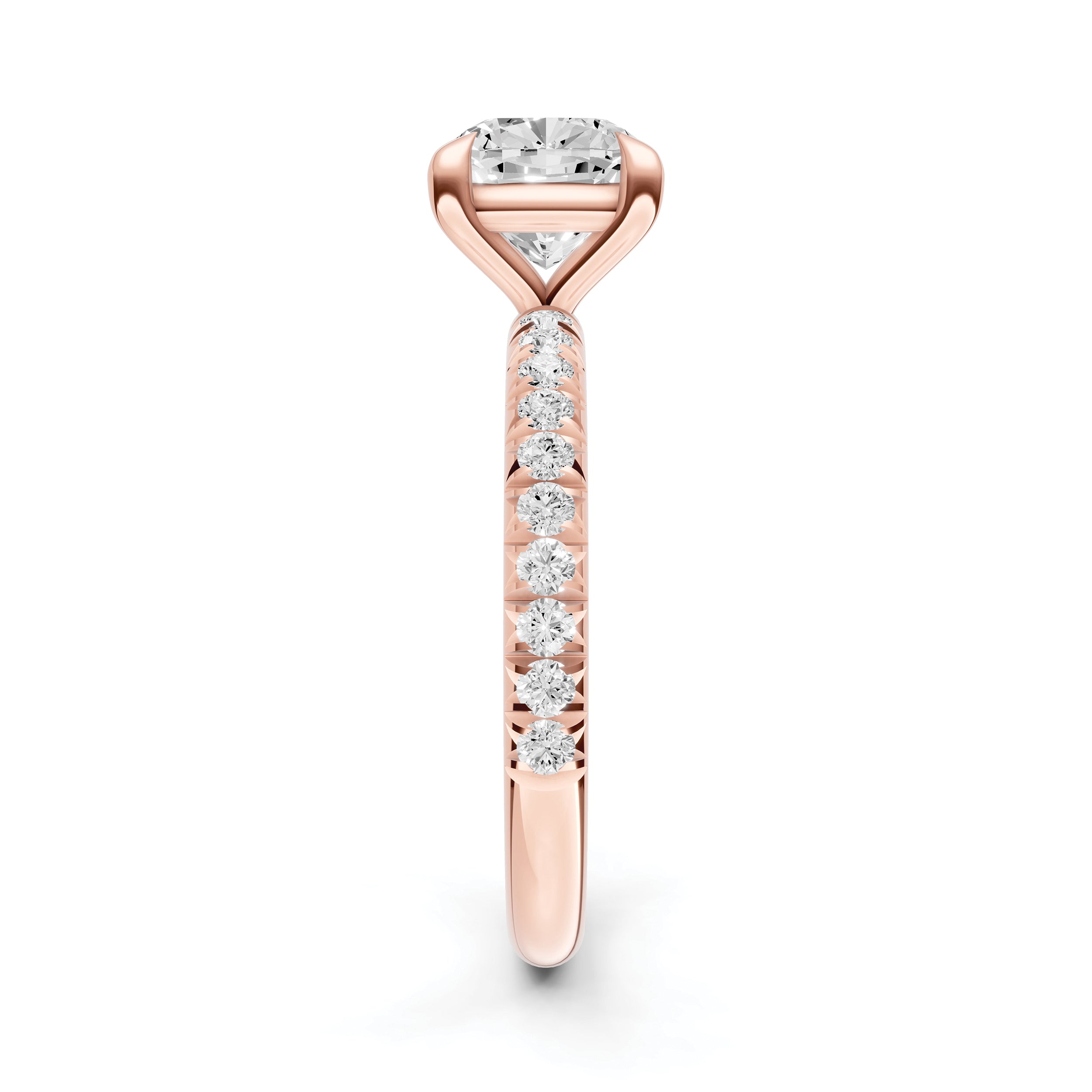Classic French Pavé Engagement Ring (Cushion)