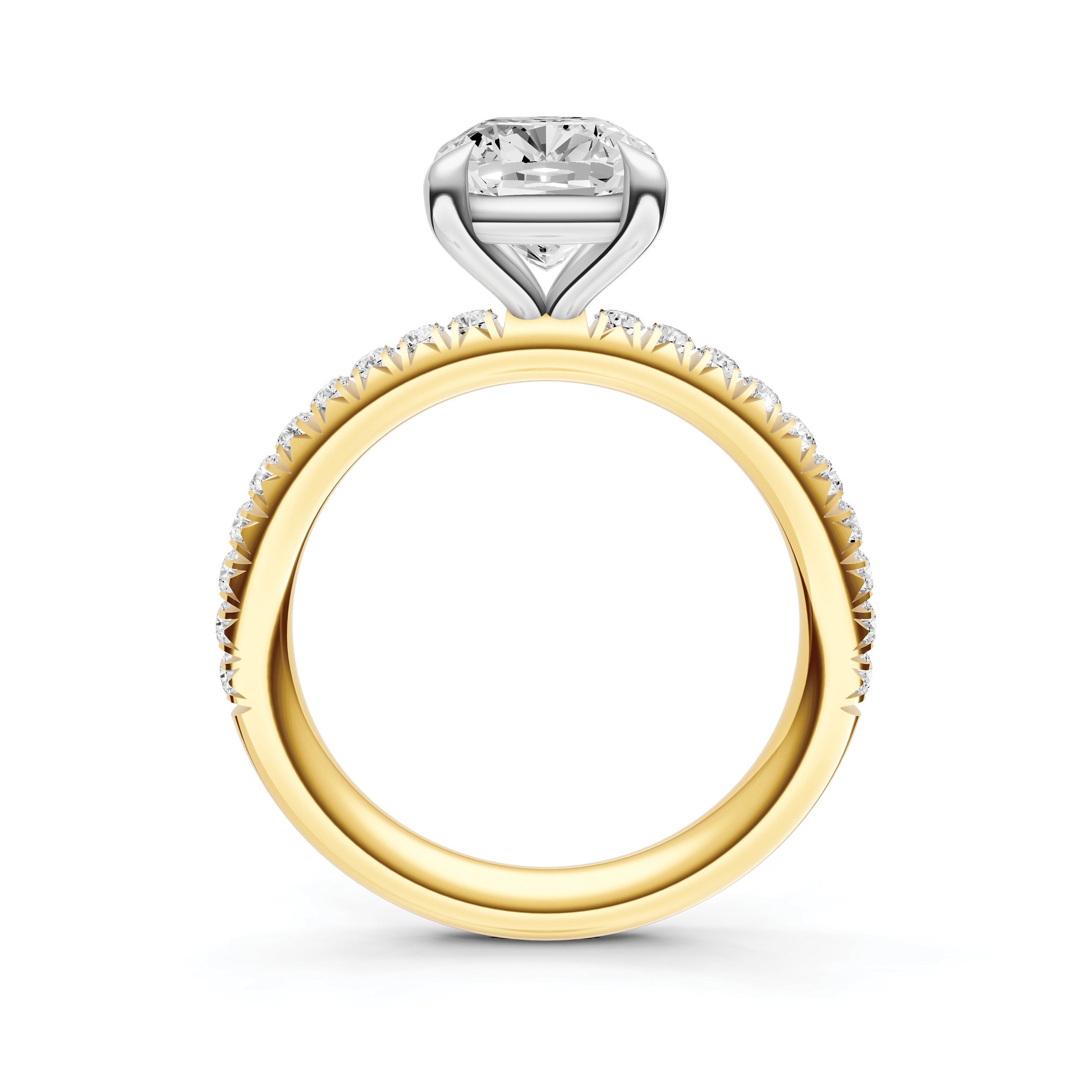 Classic French Pavé Engagement Ring (Cushion)