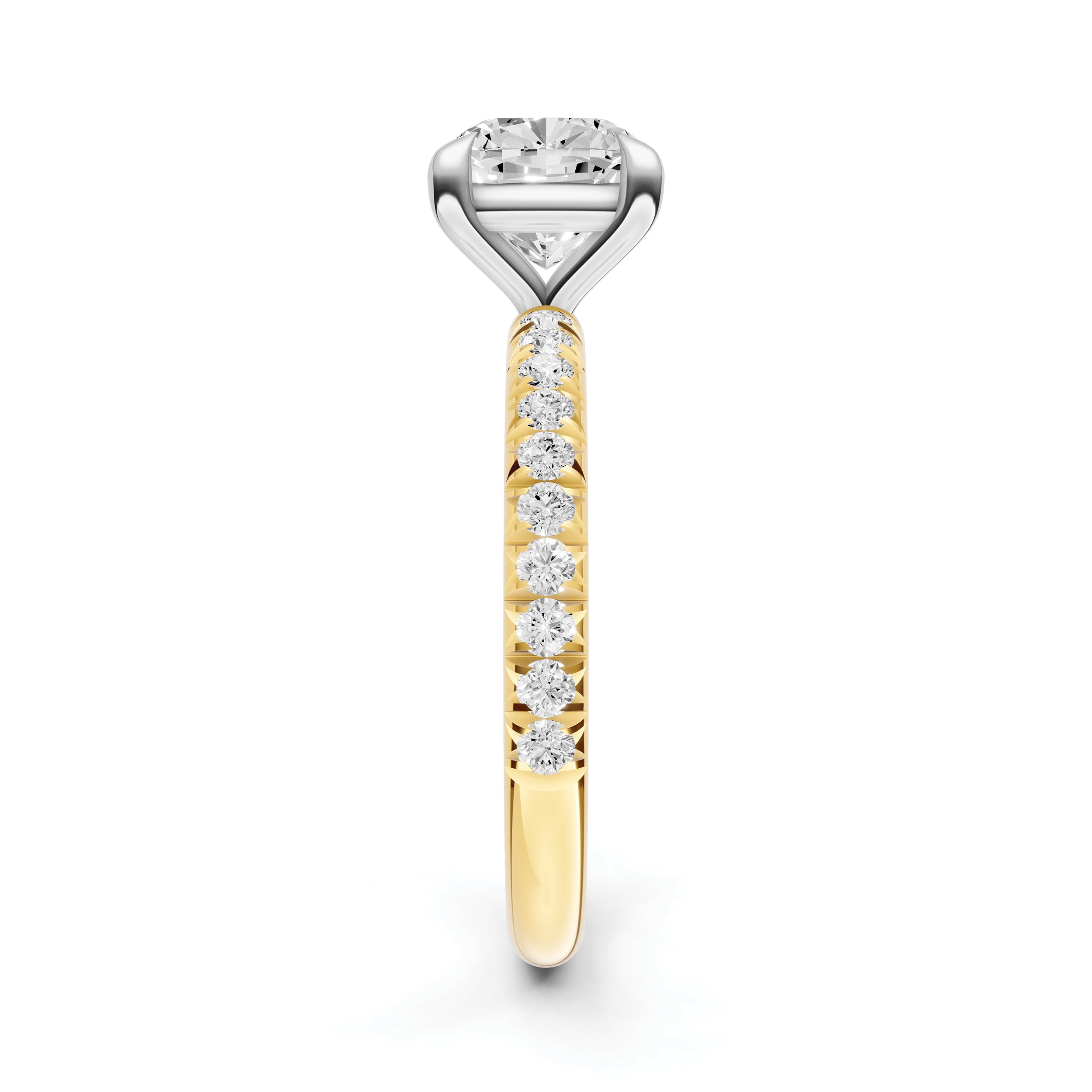 Classic French Pavé Engagement Ring (Cushion)