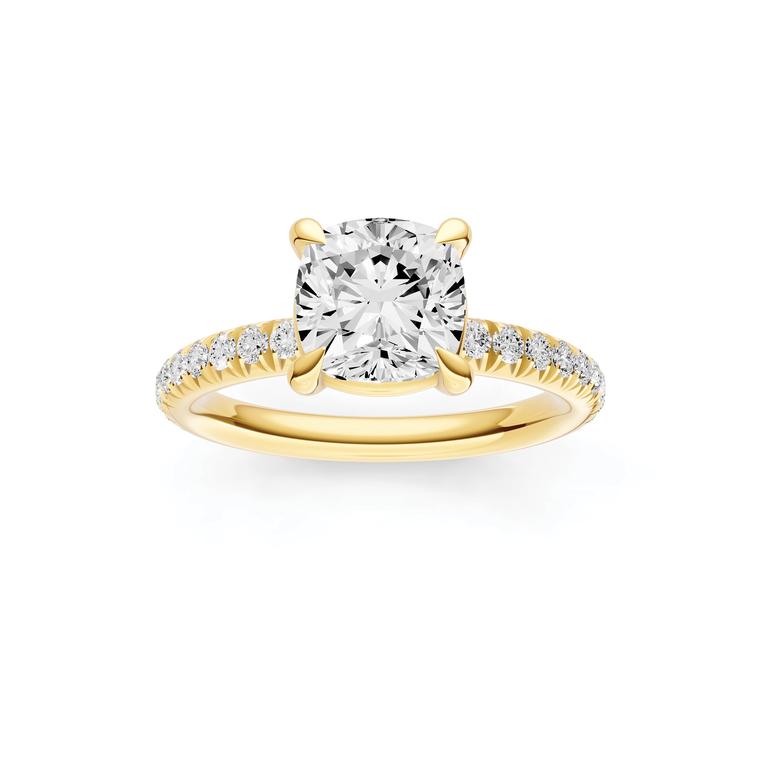 Classic French Pavé Engagement Ring (Cushion)