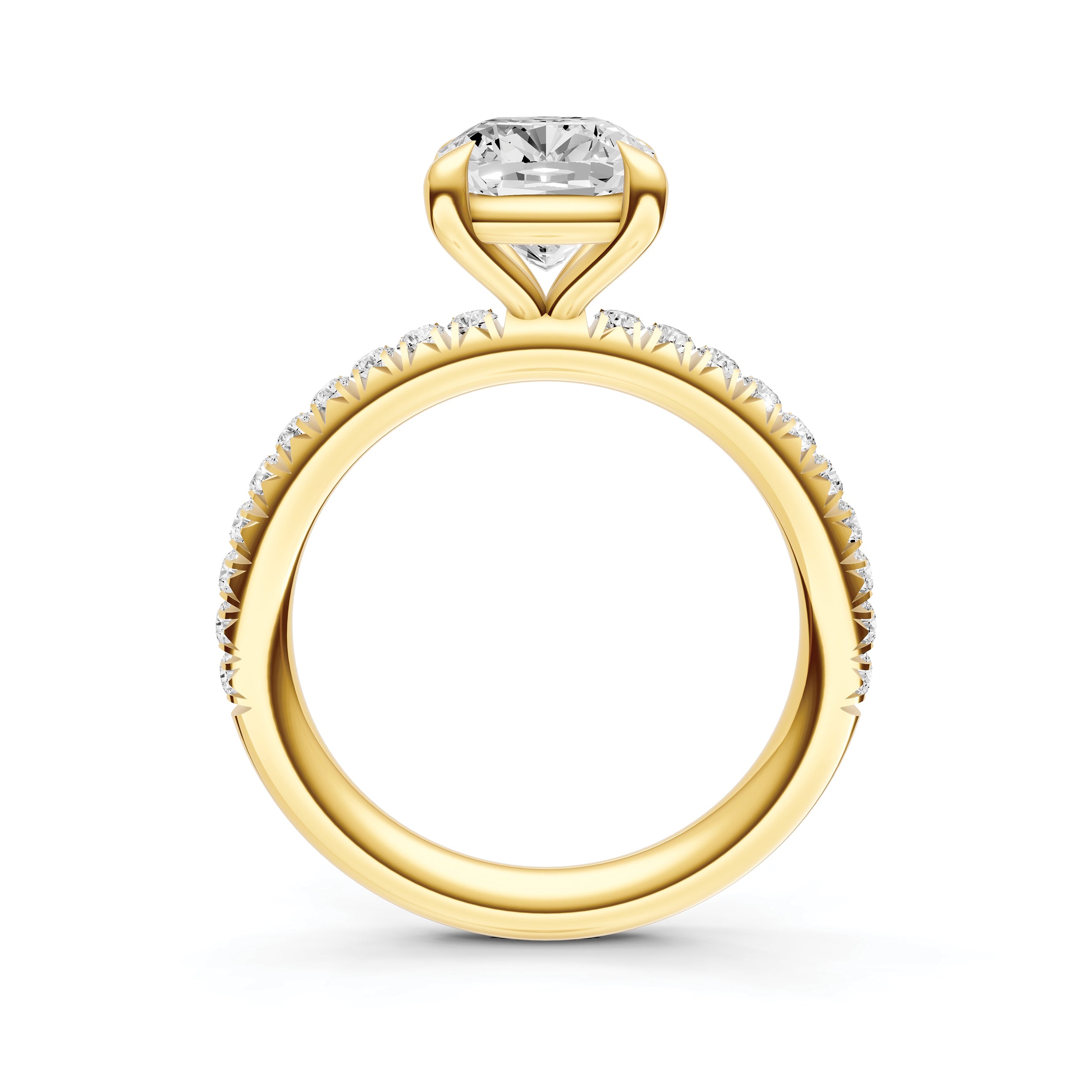 Classic French Pavé Engagement Ring (Cushion)