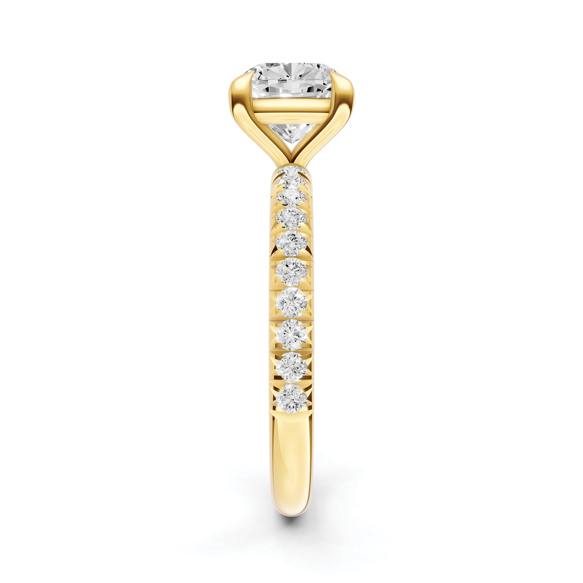 Classic French Pavé Engagement Ring (Cushion)