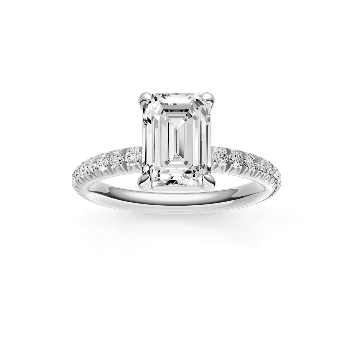 Classic French Pavé Engagement Ring (Emerald)