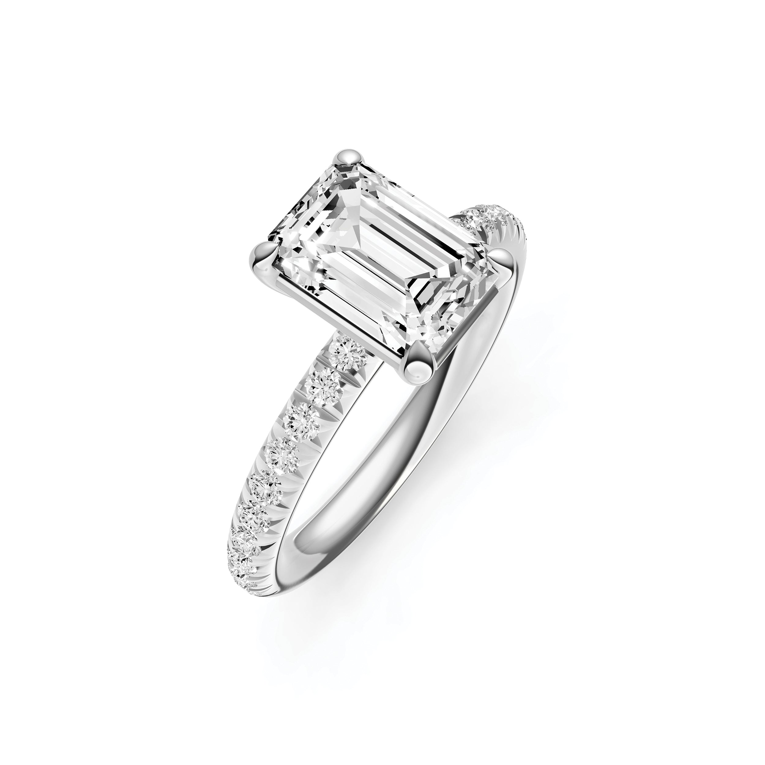 Classic French Pavé Engagement Ring (Emerald)