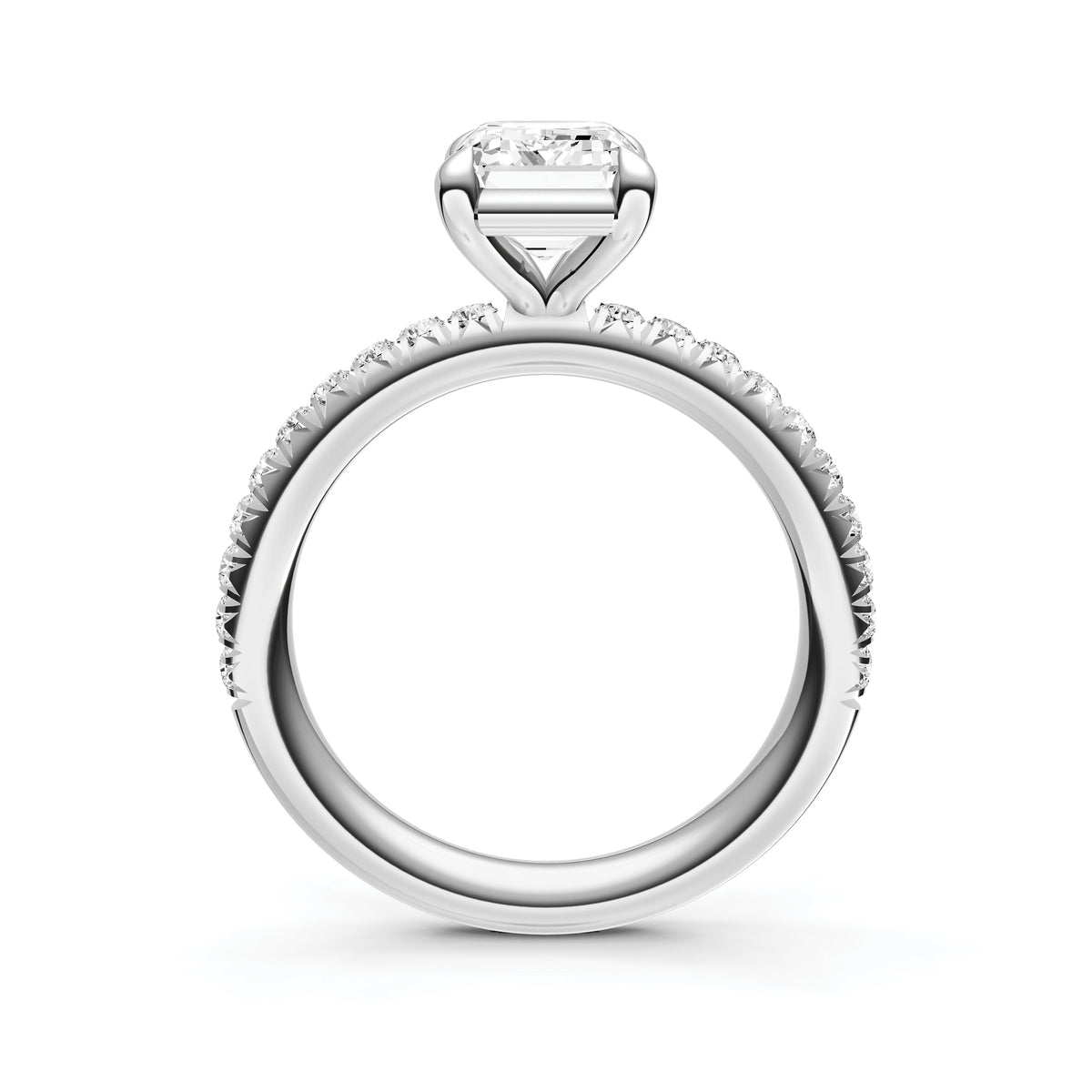 Classic French Pavé Engagement Ring (Emerald)