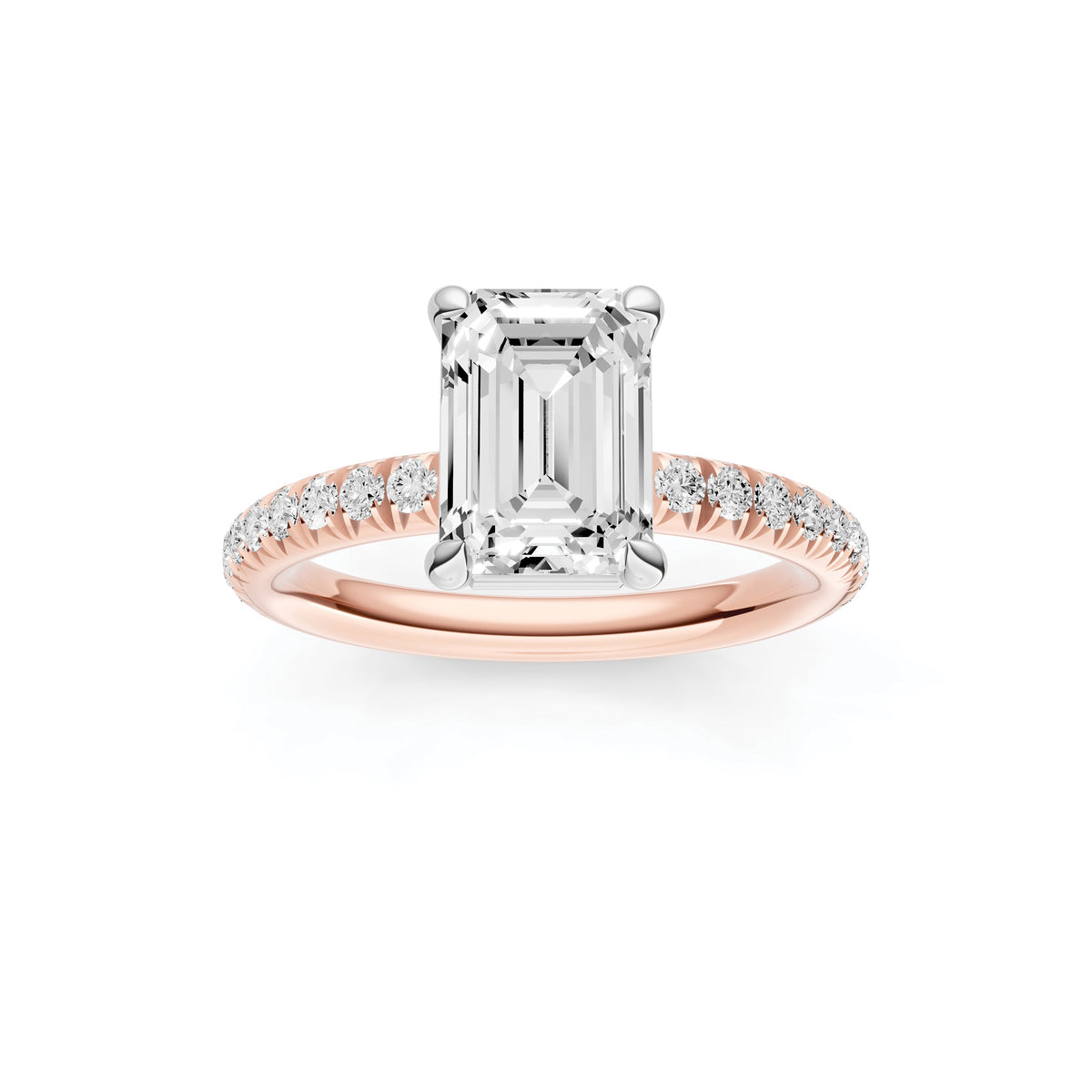 Classic French Pavé Engagement Ring (Emerald)