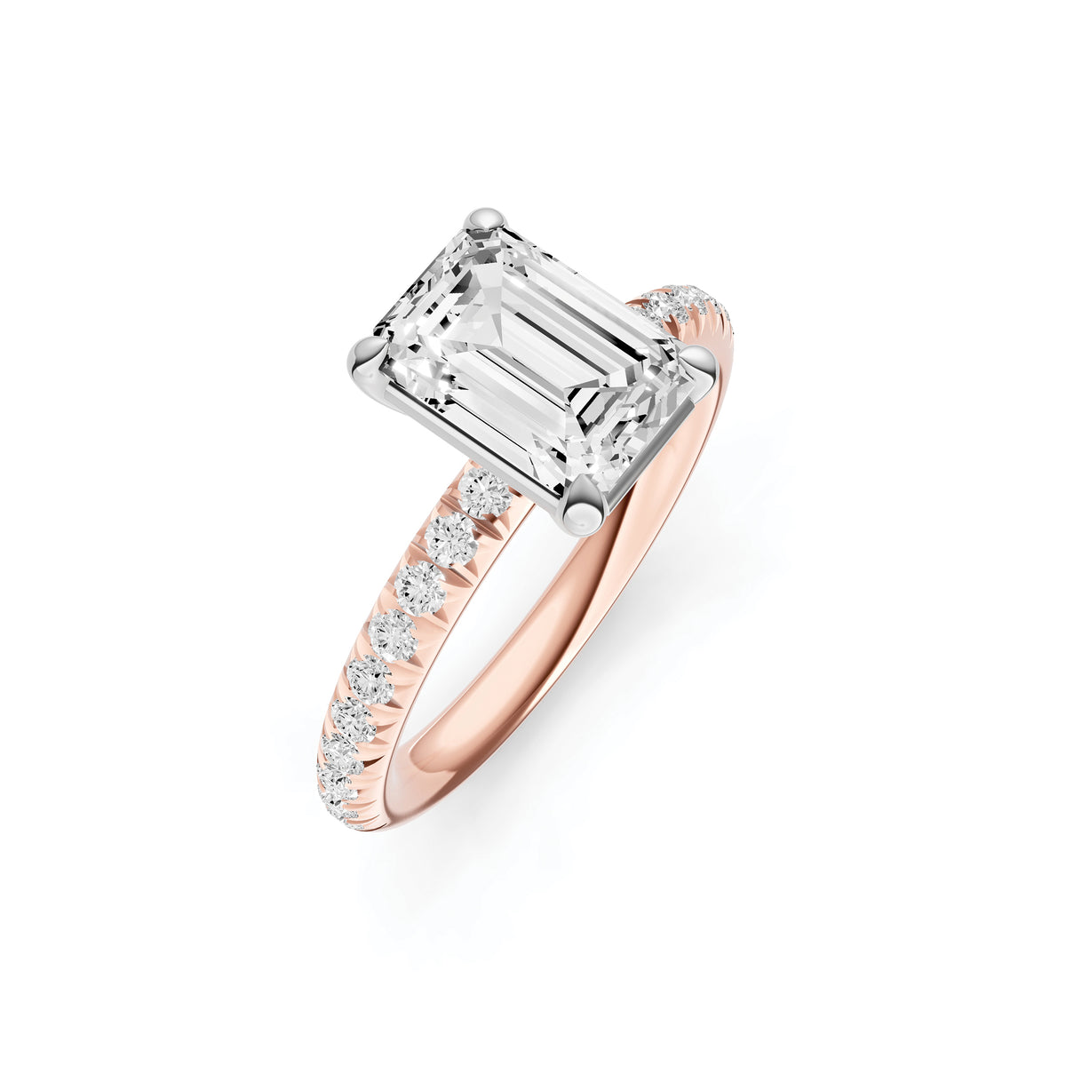Classic French Pavé Engagement Ring (Emerald)