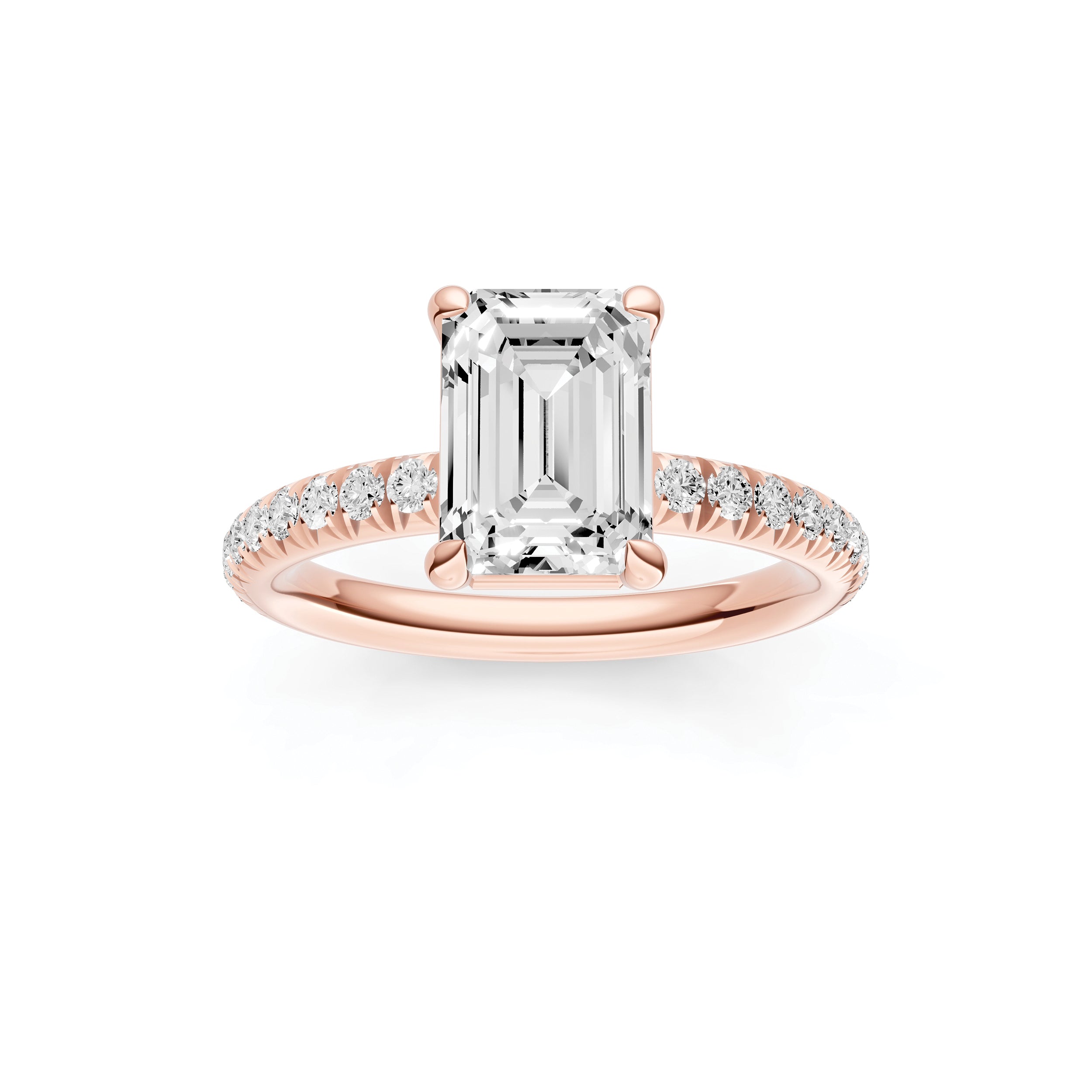 Classic French Pavé Engagement Ring (Emerald)