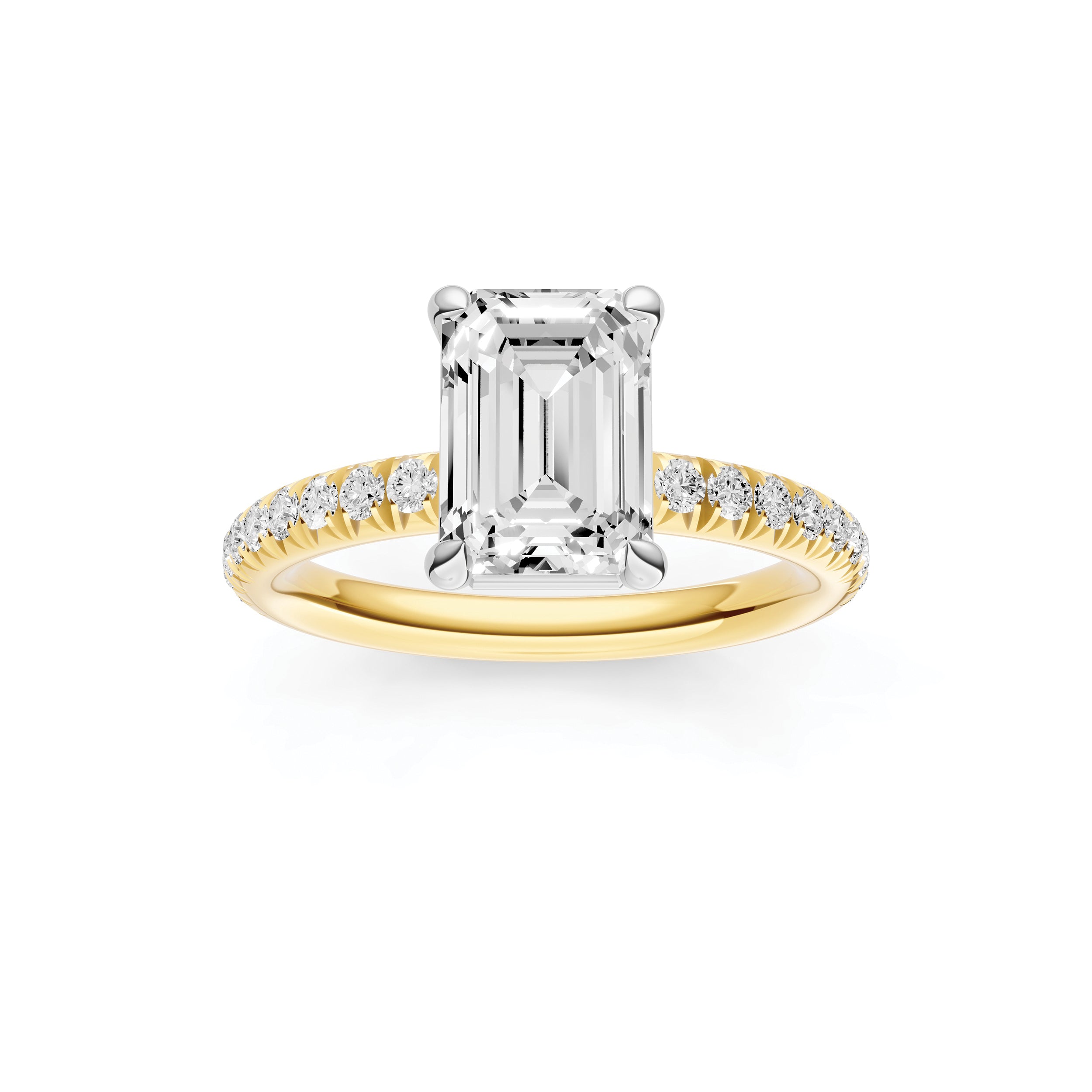 Classic French Pavé Engagement Ring (Emerald)