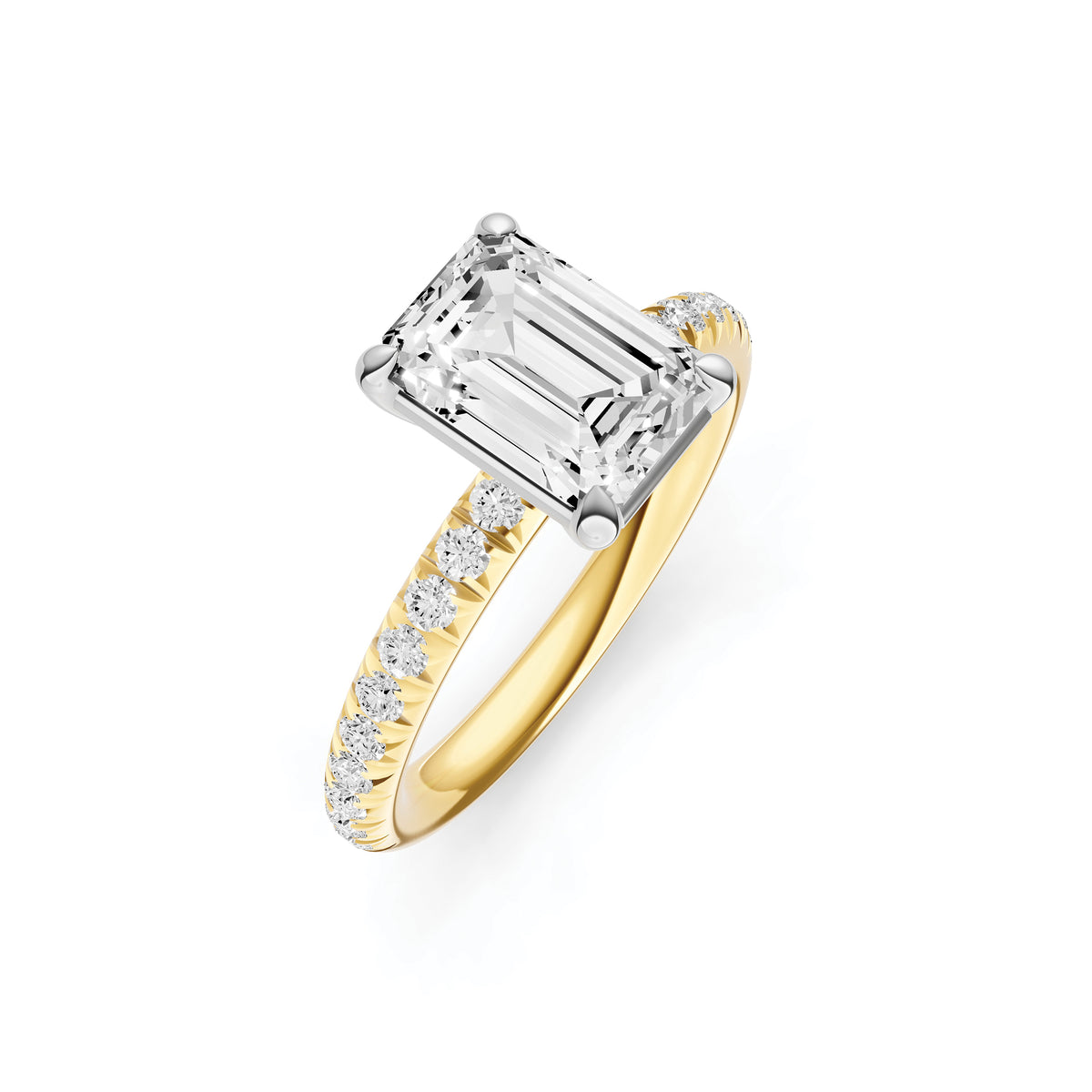 Classic French Pavé Engagement Ring (Emerald)