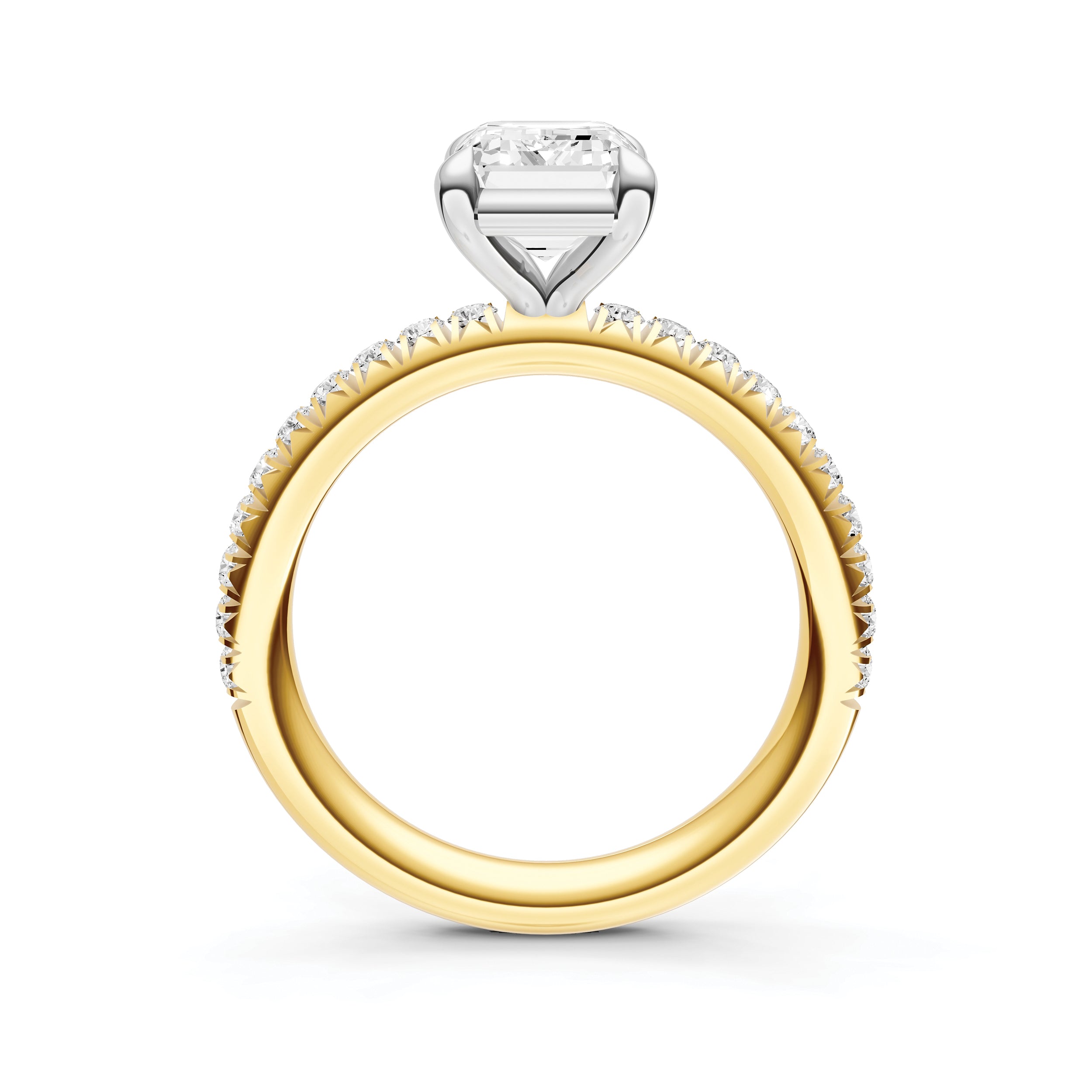 Classic French Pavé Engagement Ring (Emerald)