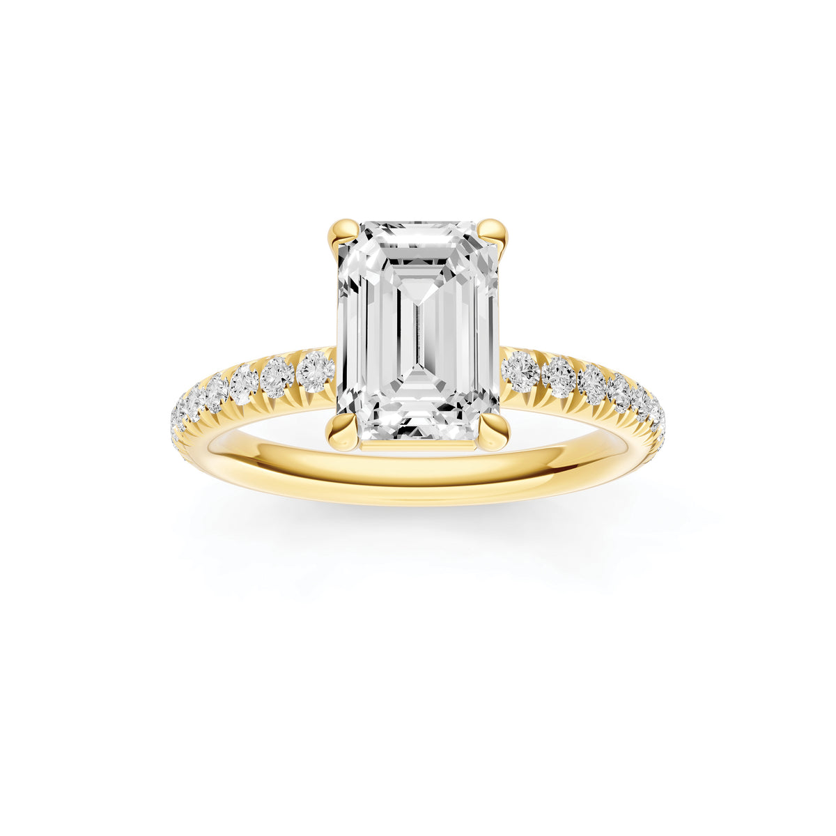 Classic French Pavé Engagement Ring (Emerald)