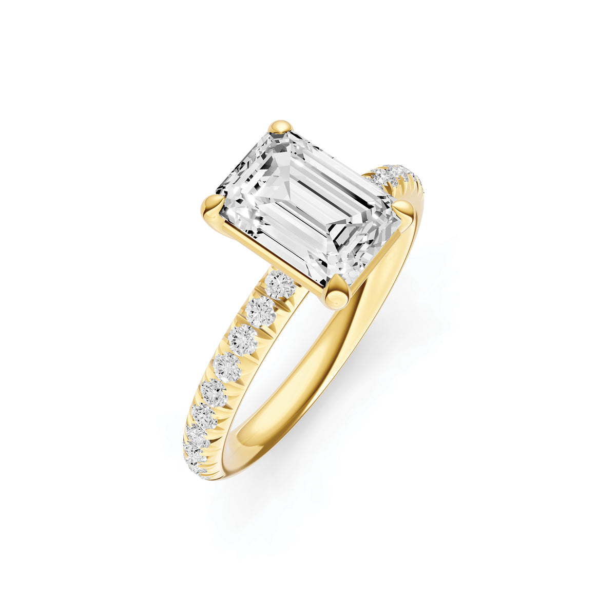 Classic French Pavé Engagement Ring (Emerald)