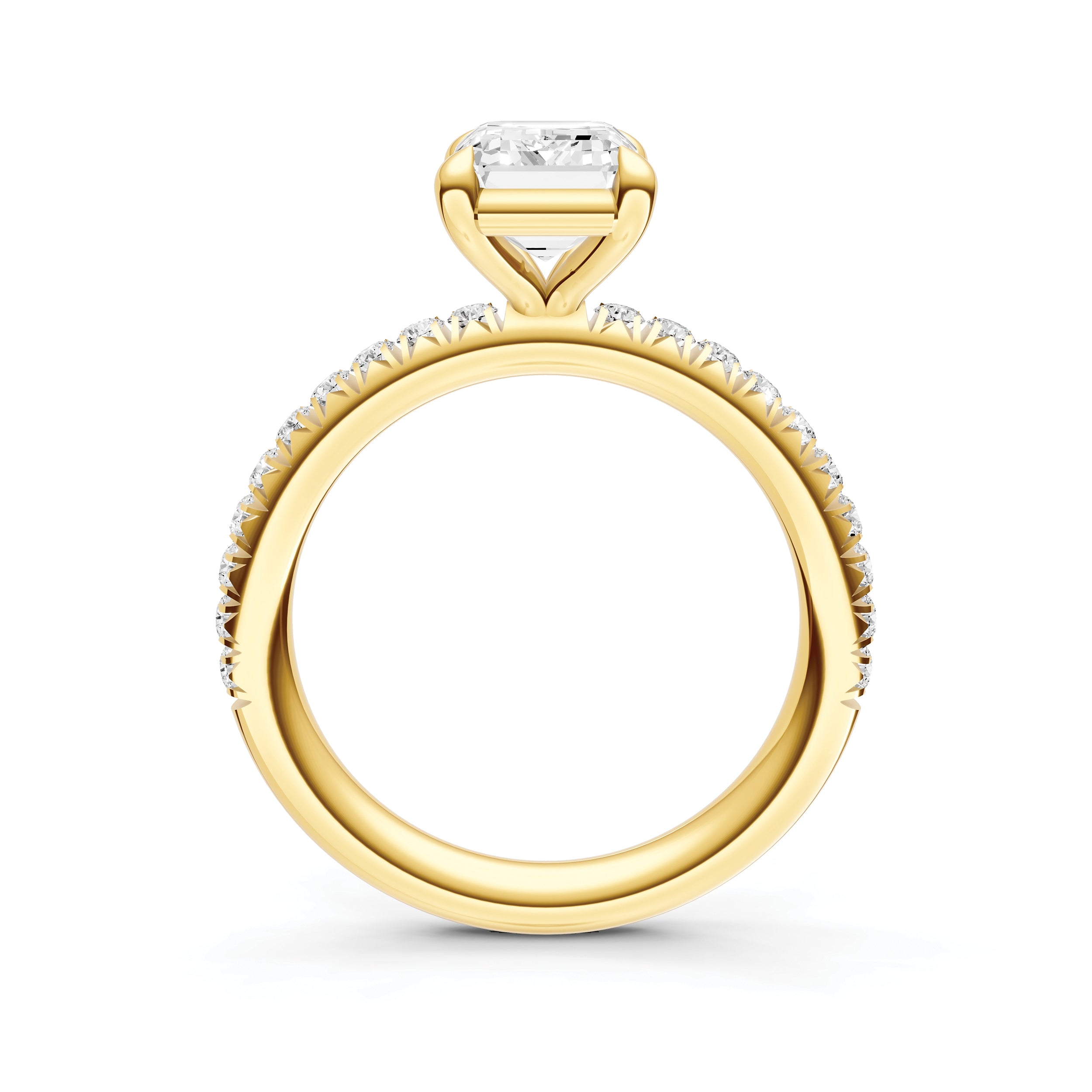 Classic French Pavé Engagement Ring (Emerald)