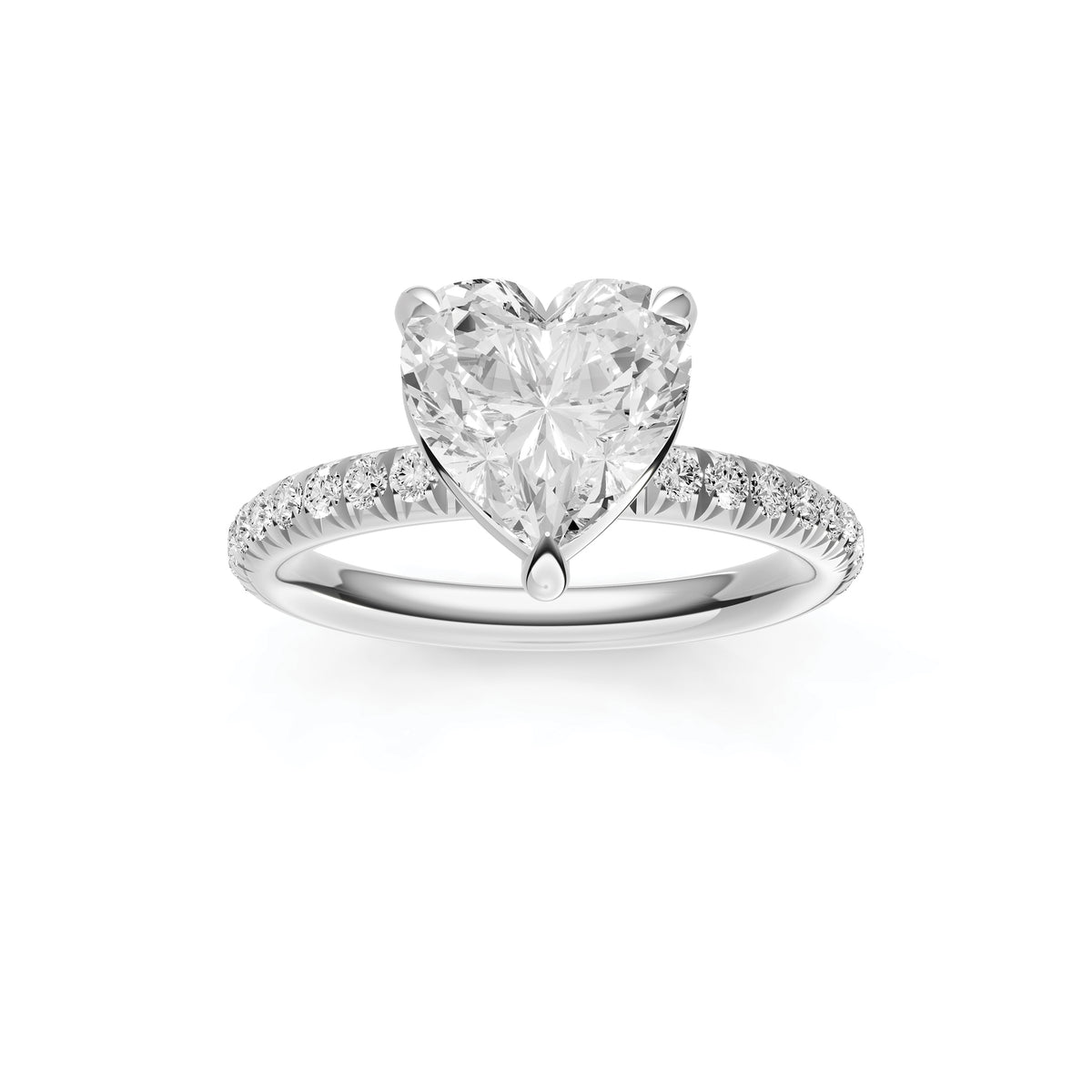 Classic French Pavé Engagement Ring (Heart)