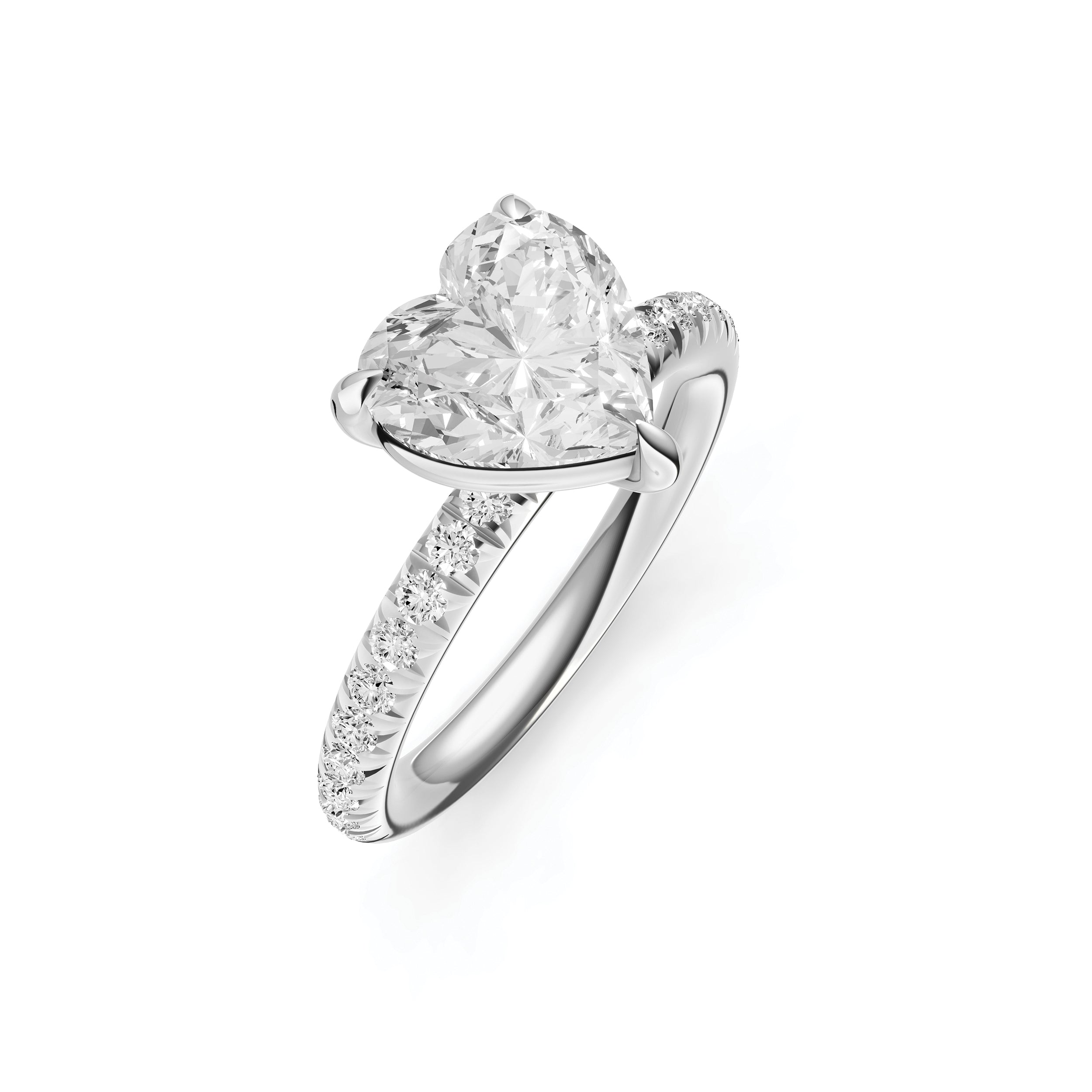 Classic French Pavé Engagement Ring (Heart)