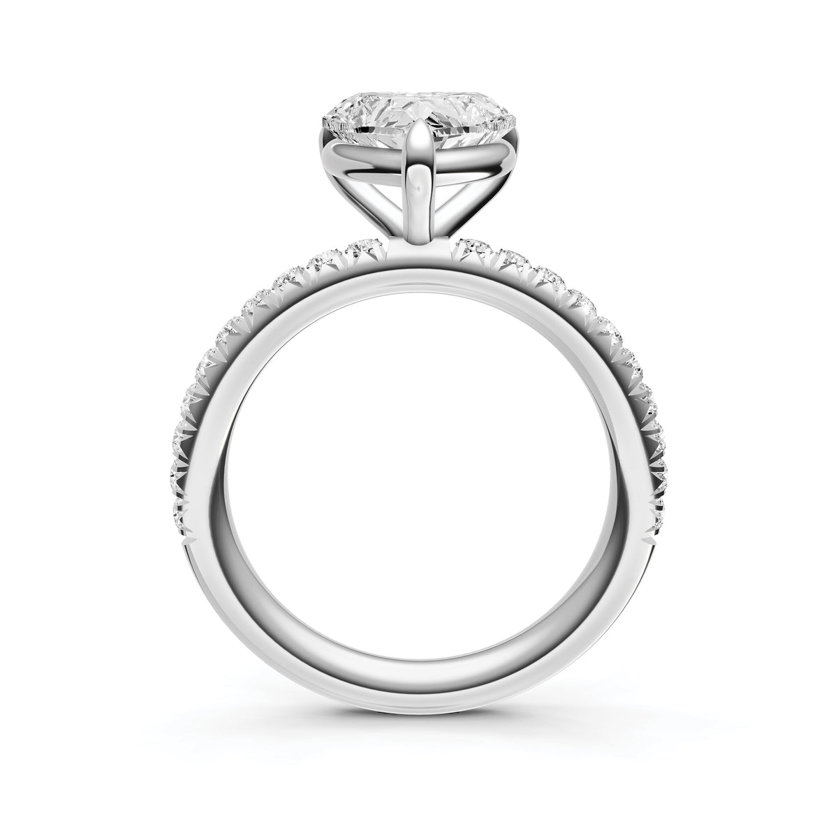 Classic French Pavé Engagement Ring (Heart)