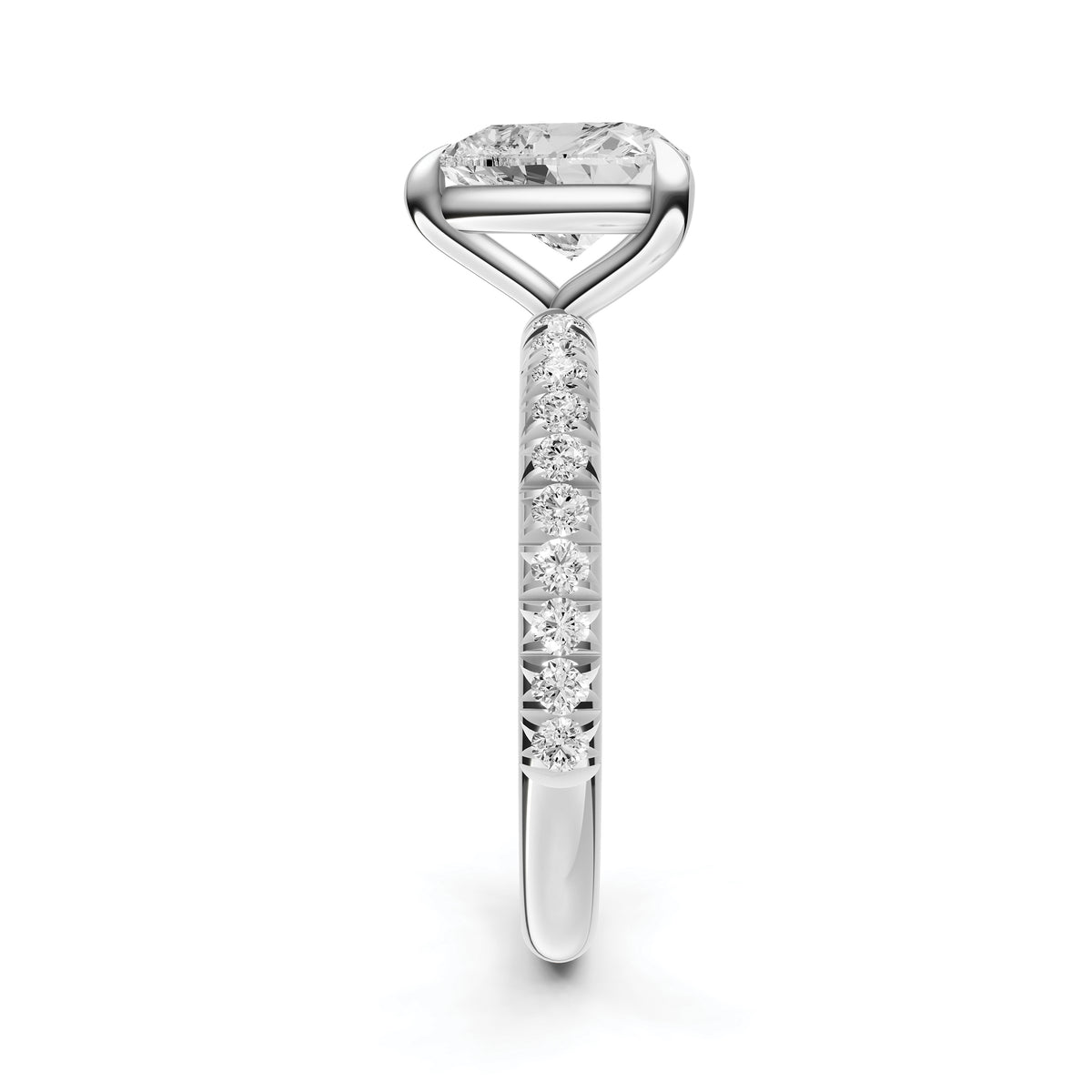 Classic French Pavé Engagement Ring (Heart)