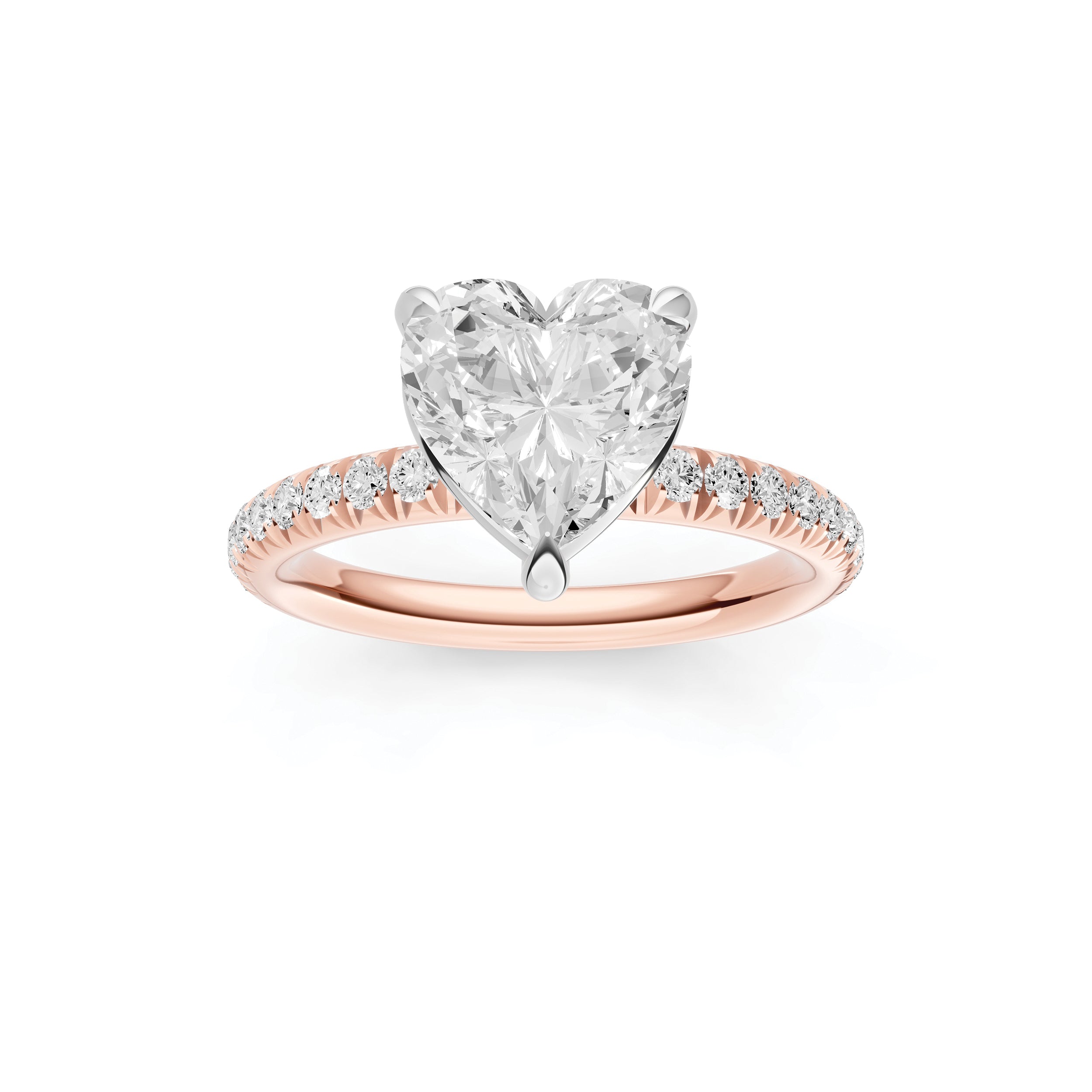 Classic French Pavé Engagement Ring (Heart)