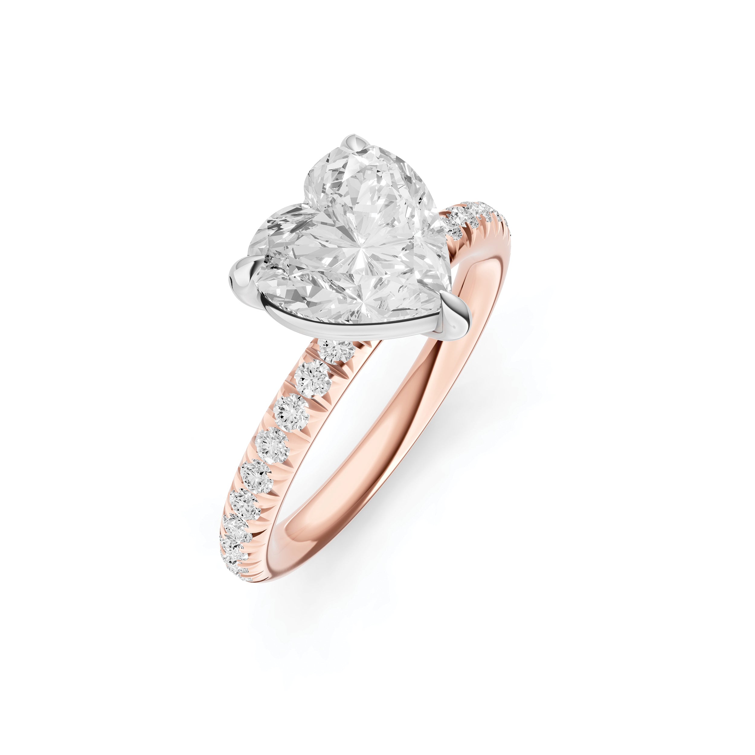Classic French Pavé Engagement Ring (Heart)