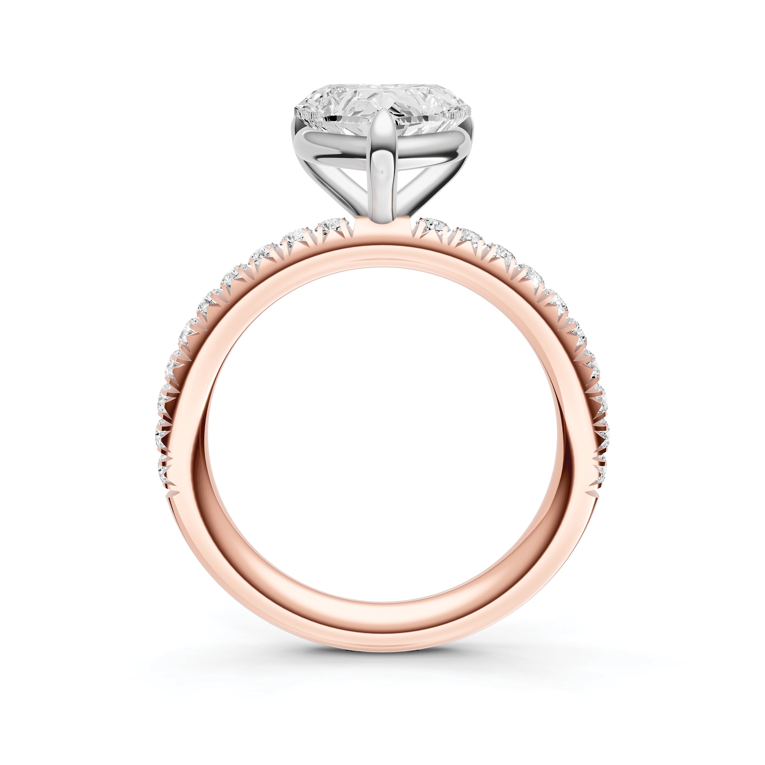 Classic French Pavé Engagement Ring (Heart)