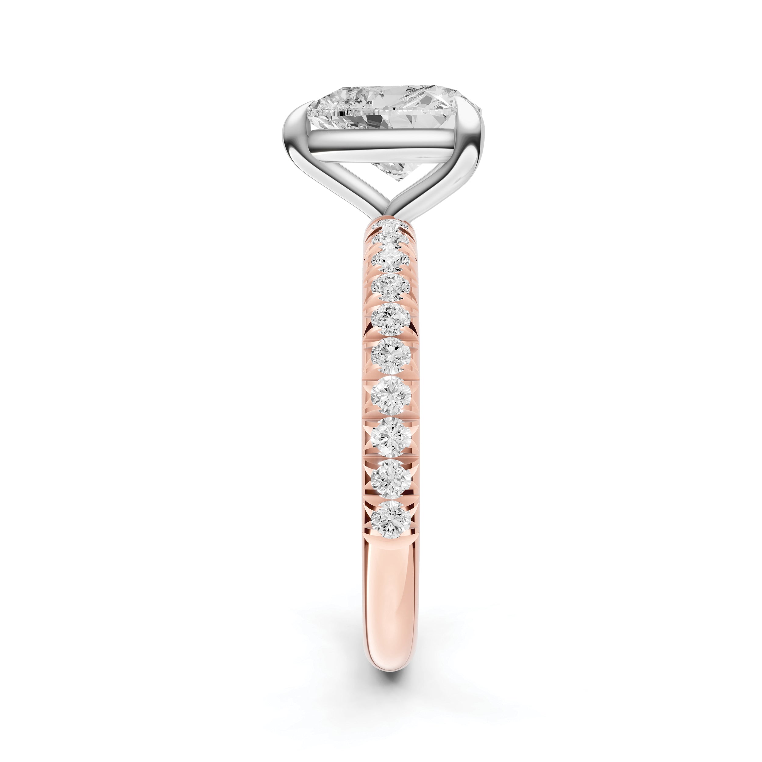 Classic French Pavé Engagement Ring (Heart)