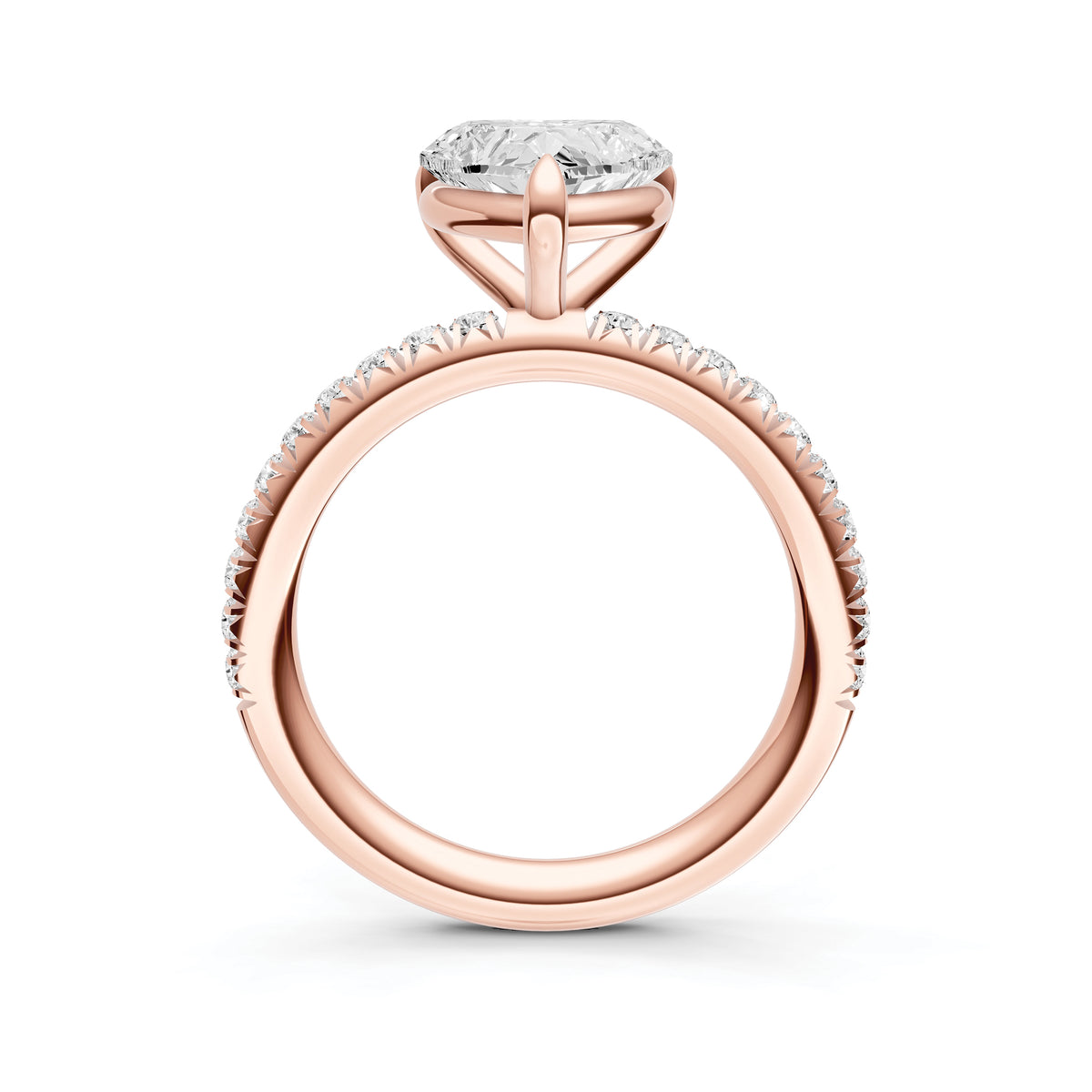 Classic French Pavé Engagement Ring (Heart)