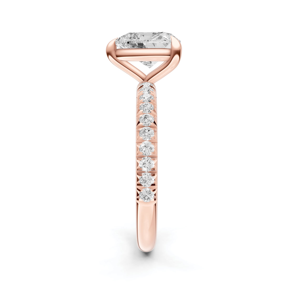 Classic French Pavé Engagement Ring (Heart)