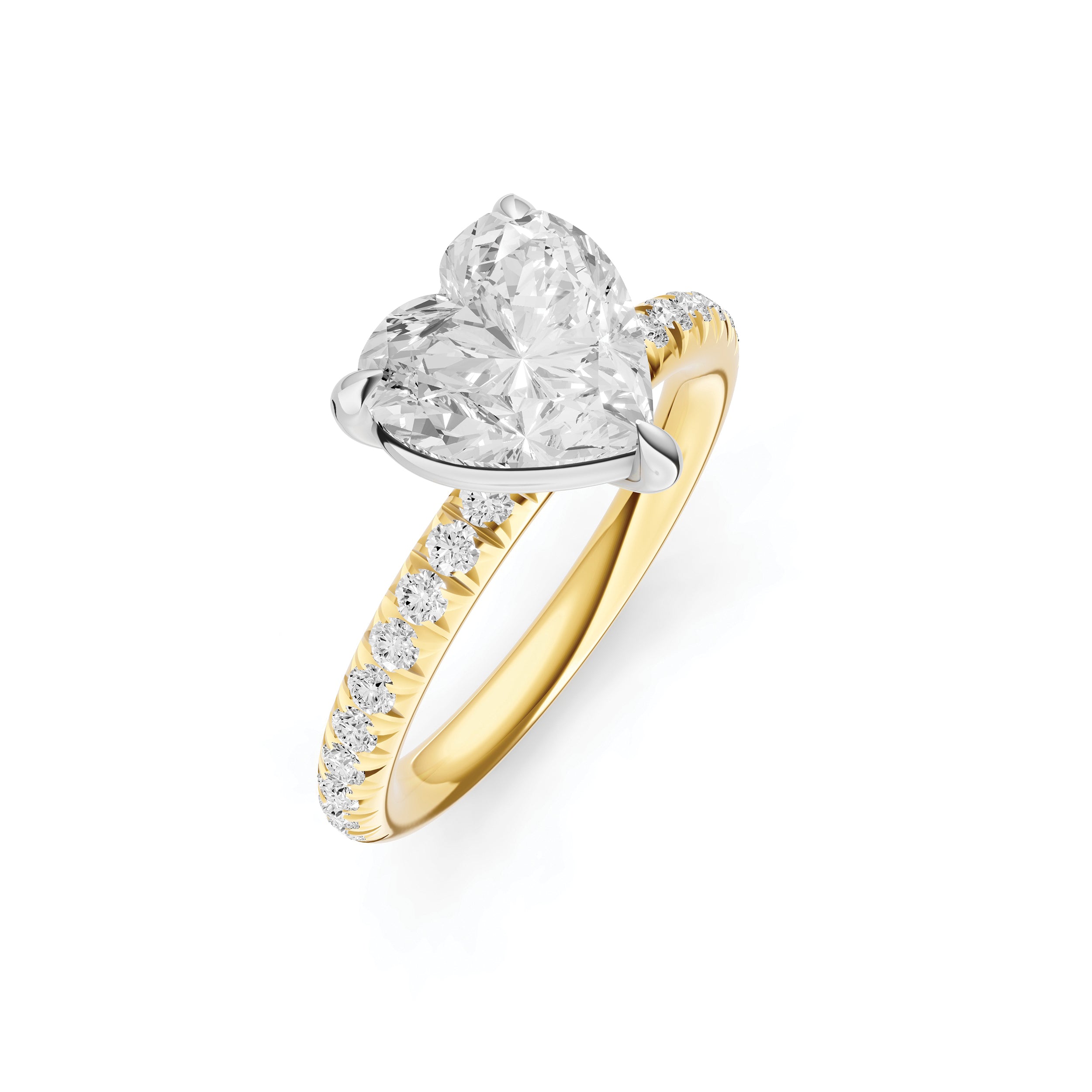 Classic French Pavé Engagement Ring (Heart)