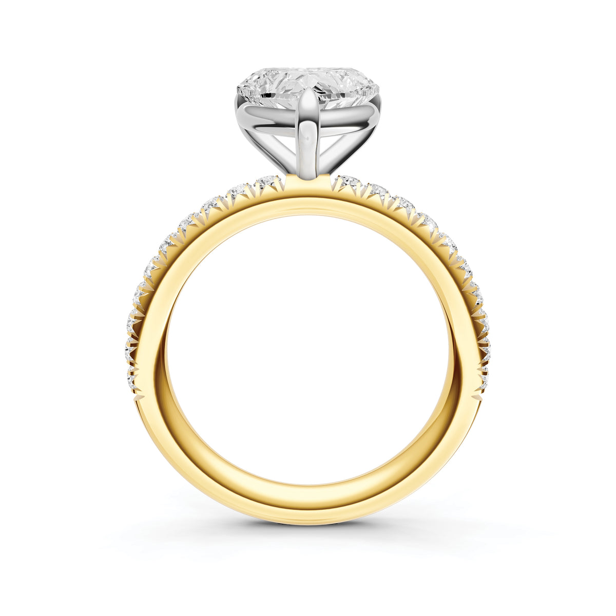 Classic French Pavé Engagement Ring (Heart)