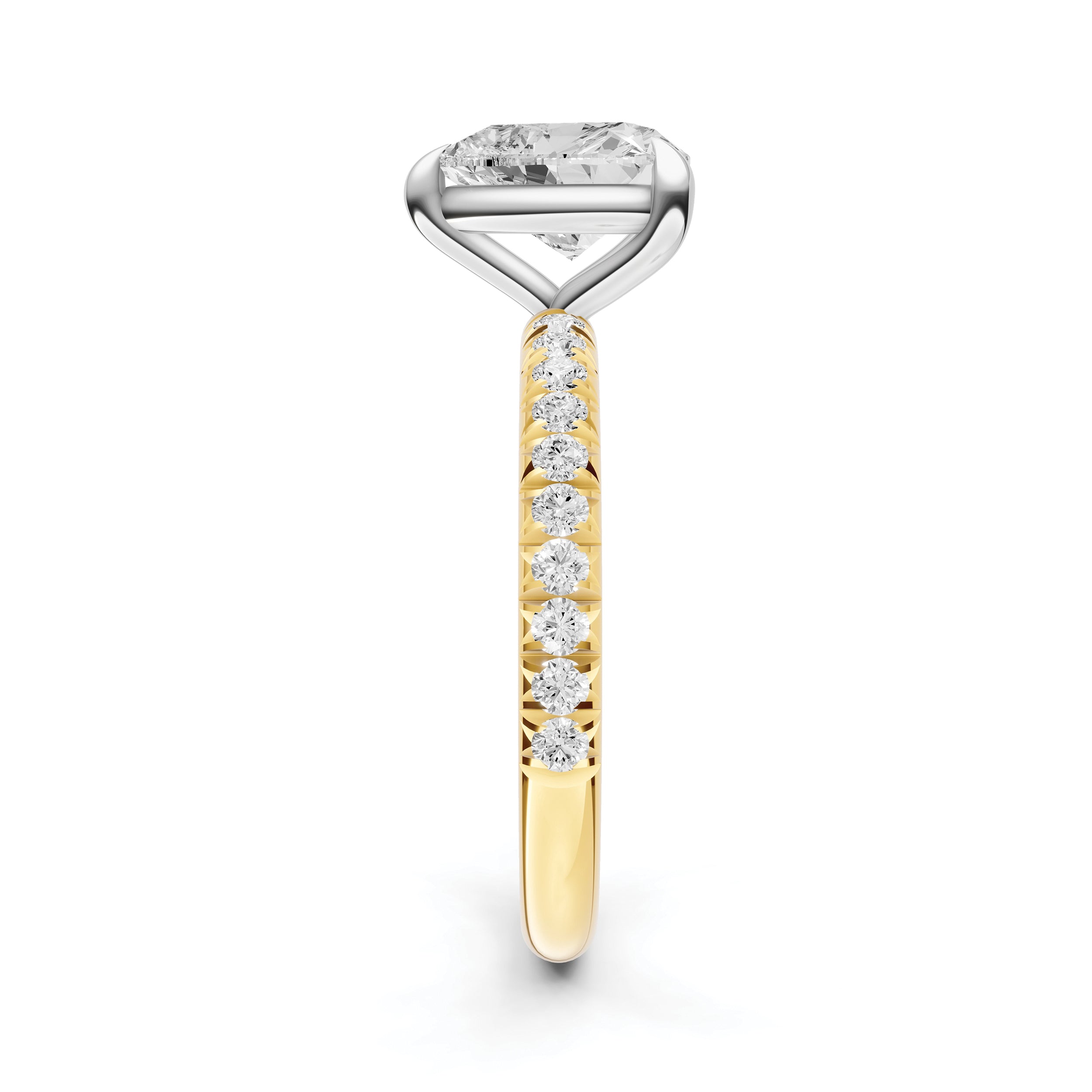 Classic French Pavé Engagement Ring (Heart)