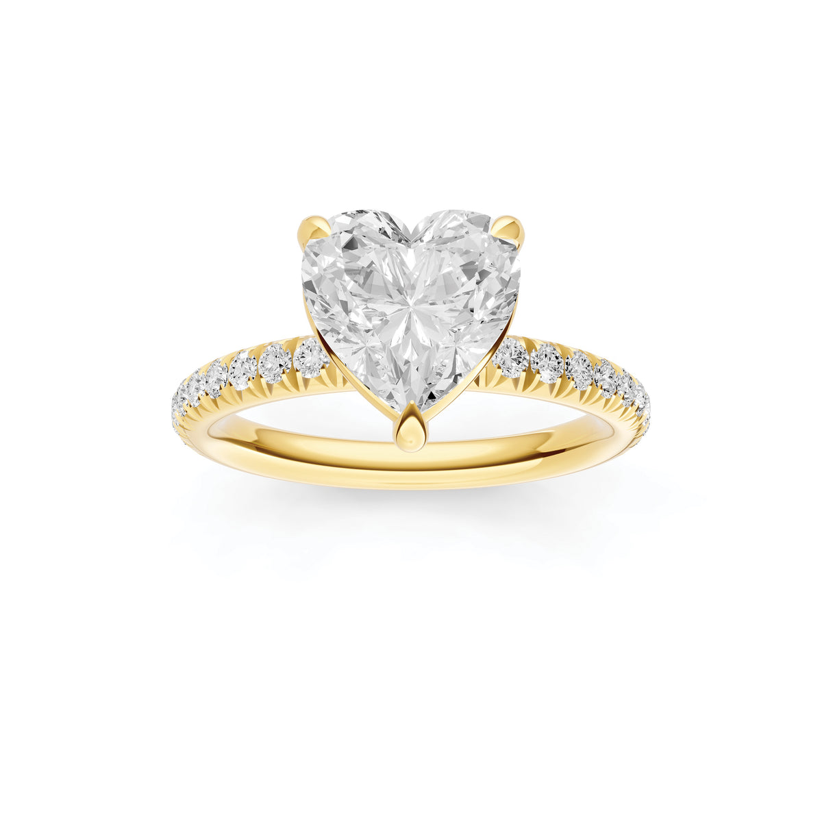 Classic French Pavé Engagement Ring (Heart)