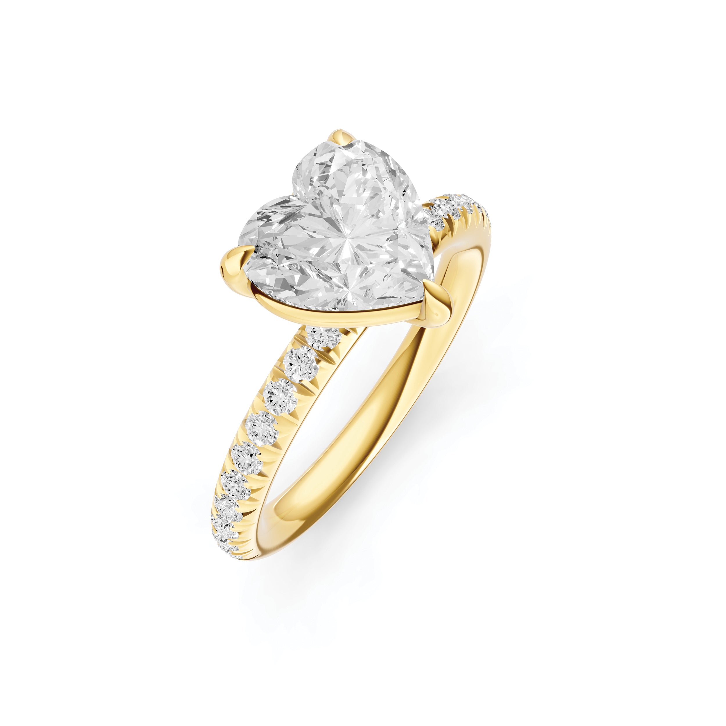 Classic French Pavé Engagement Ring (Heart)