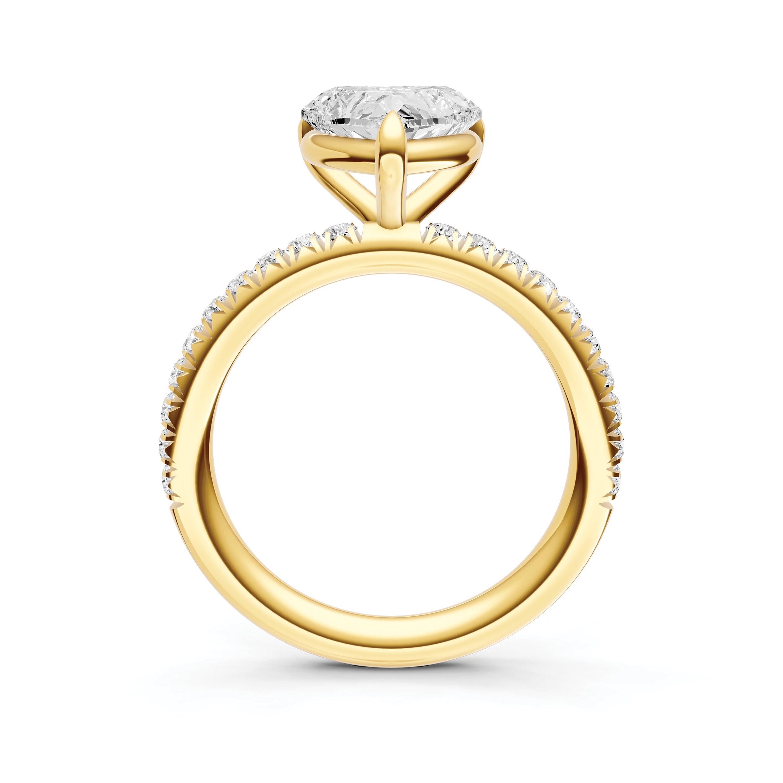Classic French Pavé Engagement Ring (Heart)