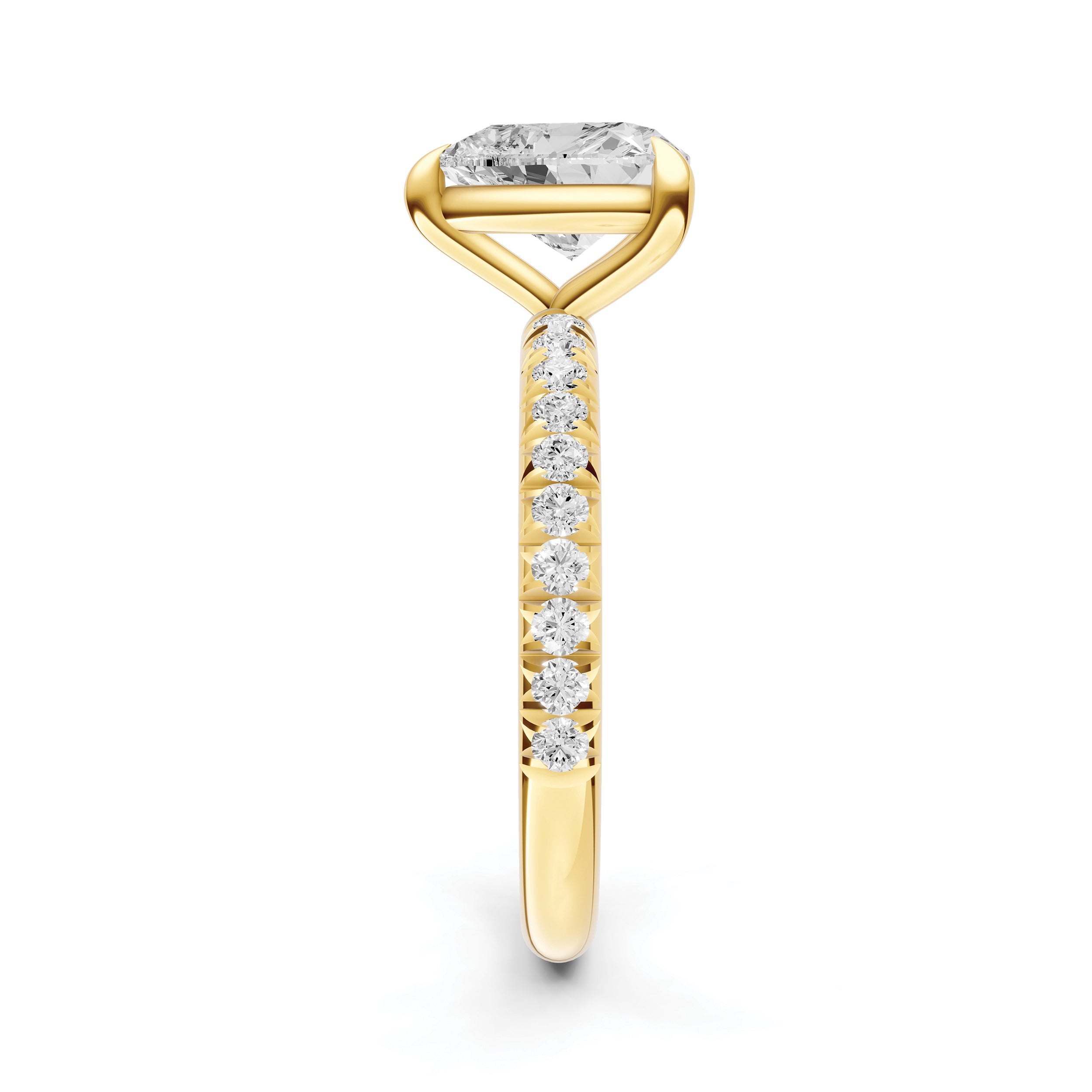 Classic French Pavé Engagement Ring (Heart)