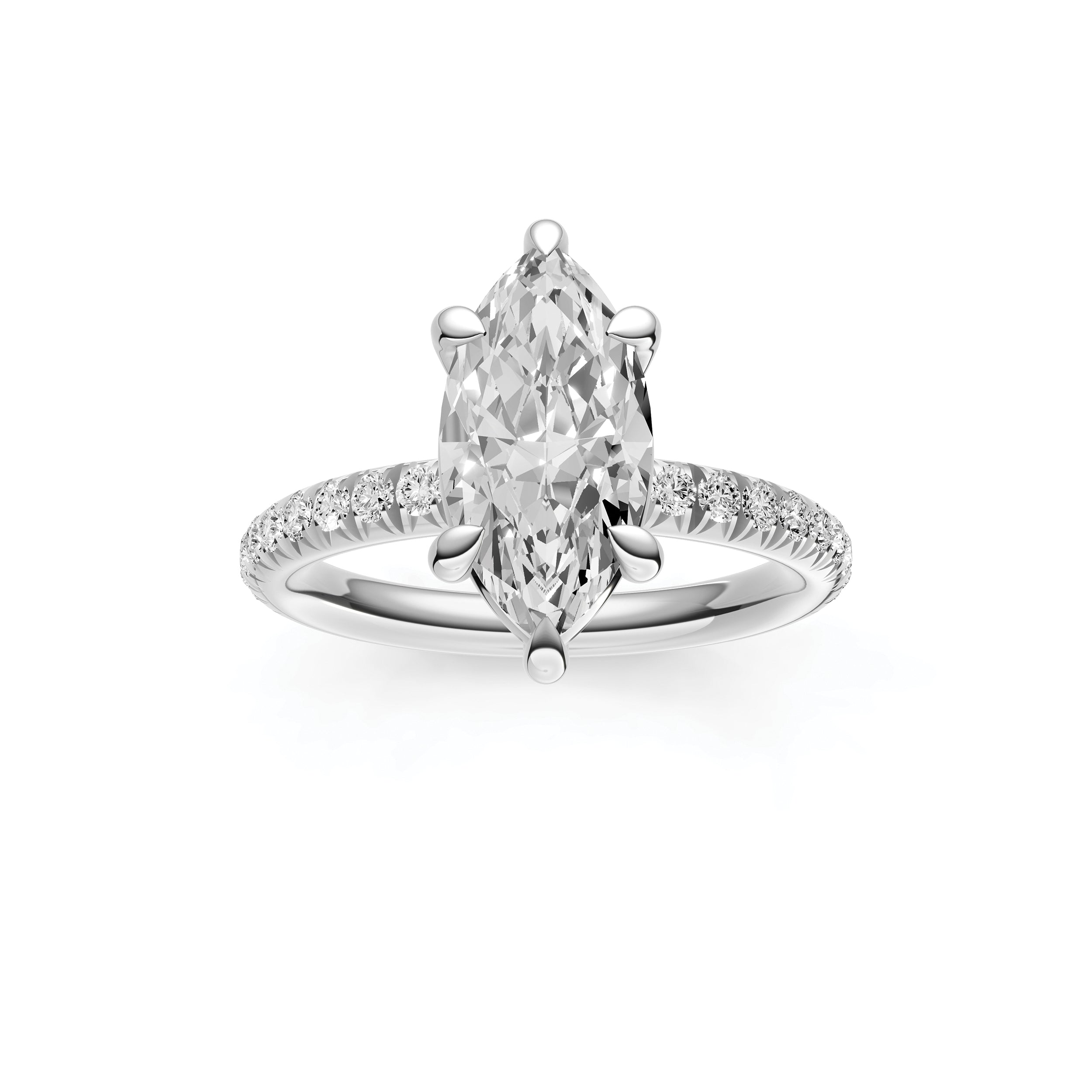 Classic French Pavé Engagement Ring (Marquise)