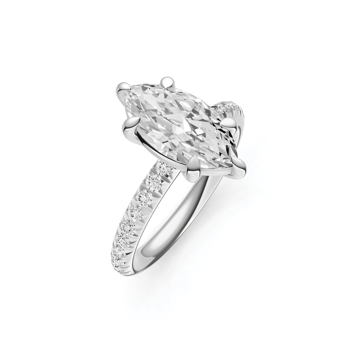 Classic French Pavé Engagement Ring (Marquise)
