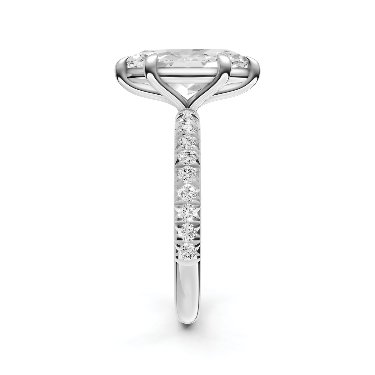 Classic French Pavé Engagement Ring (Marquise)