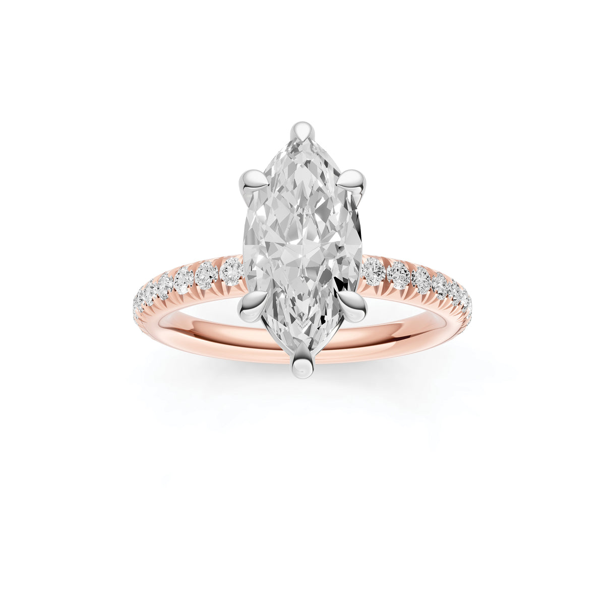 Classic French Pavé Engagement Ring (Marquise)
