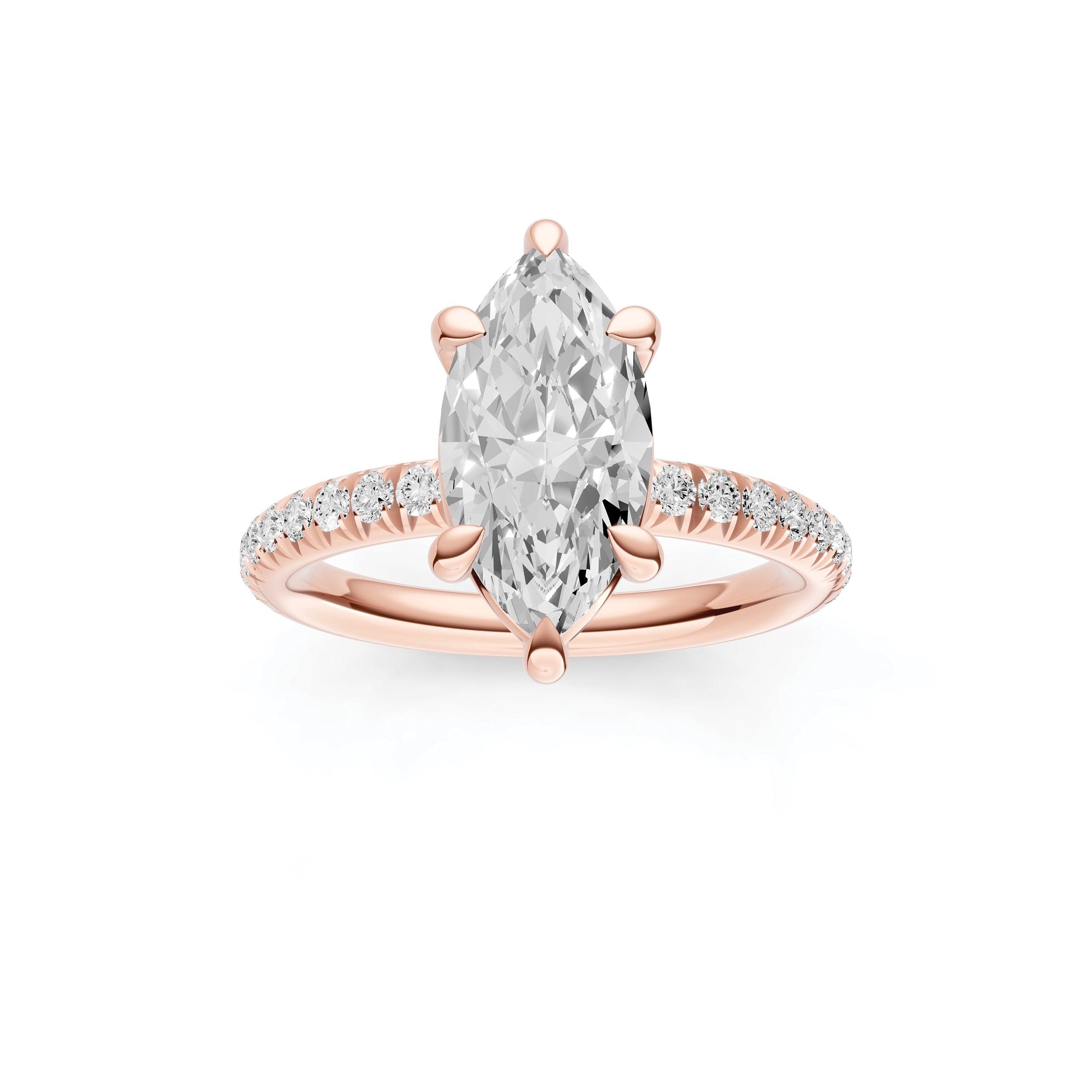Classic French Pavé Engagement Ring (Marquise)