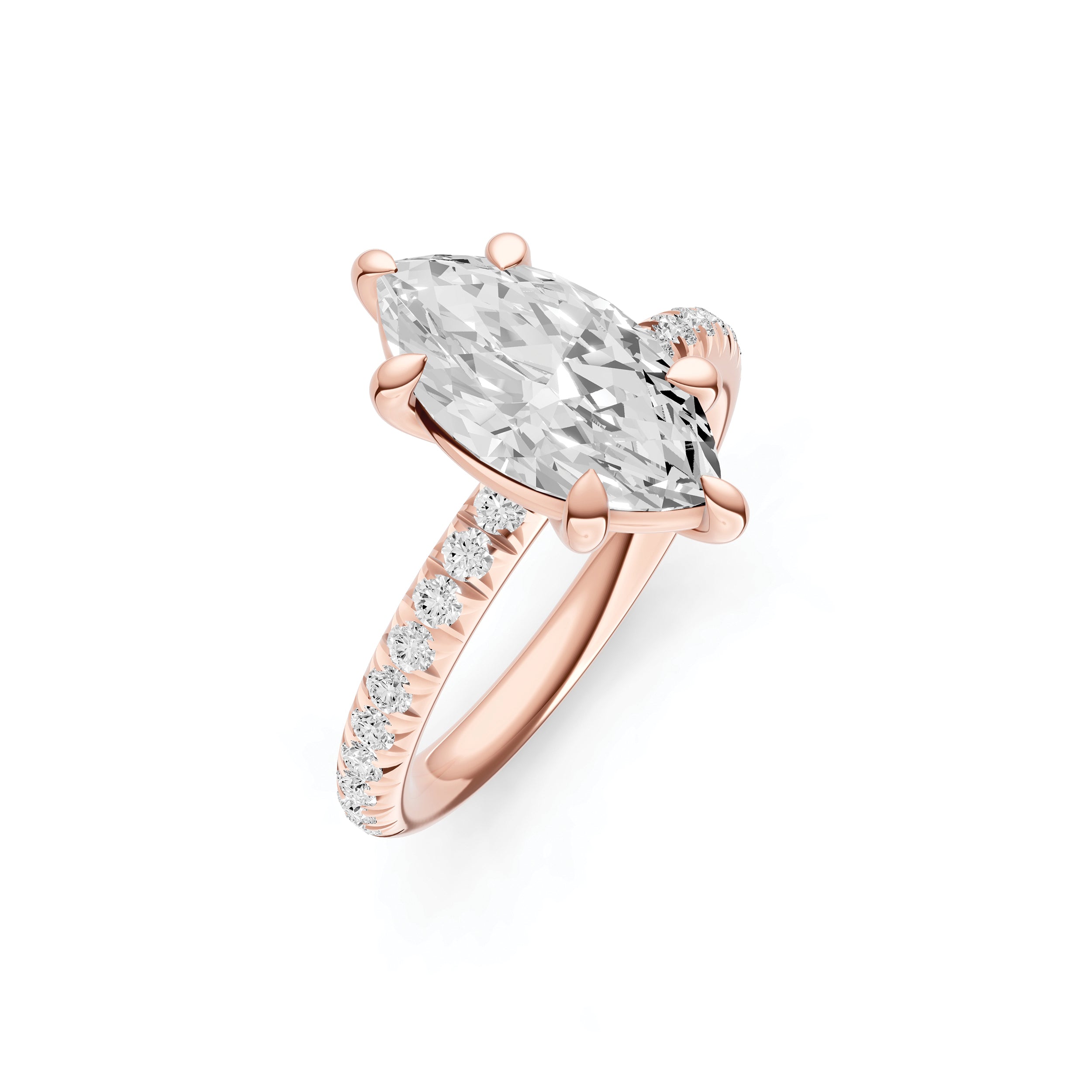 Classic French Pavé Engagement Ring (Marquise)