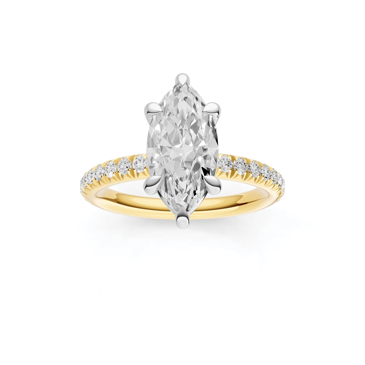 Classic French Pavé Engagement Ring (Marquise)