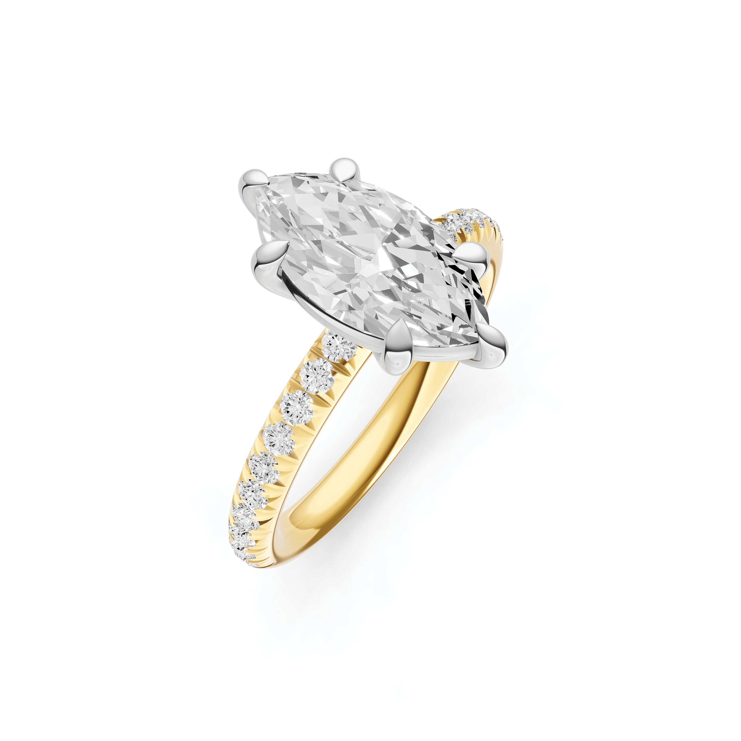 Classic French Pavé Engagement Ring (Marquise)