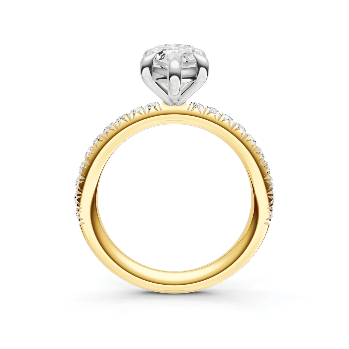 Classic French Pavé Engagement Ring (Marquise)