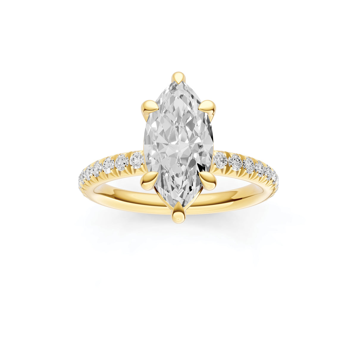 Classic French Pavé Engagement Ring (Marquise)