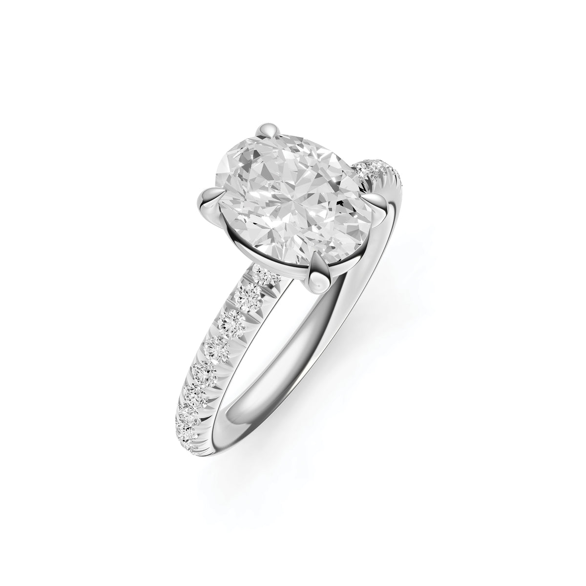 Classic French Pavé Engagement Ring (Oval)