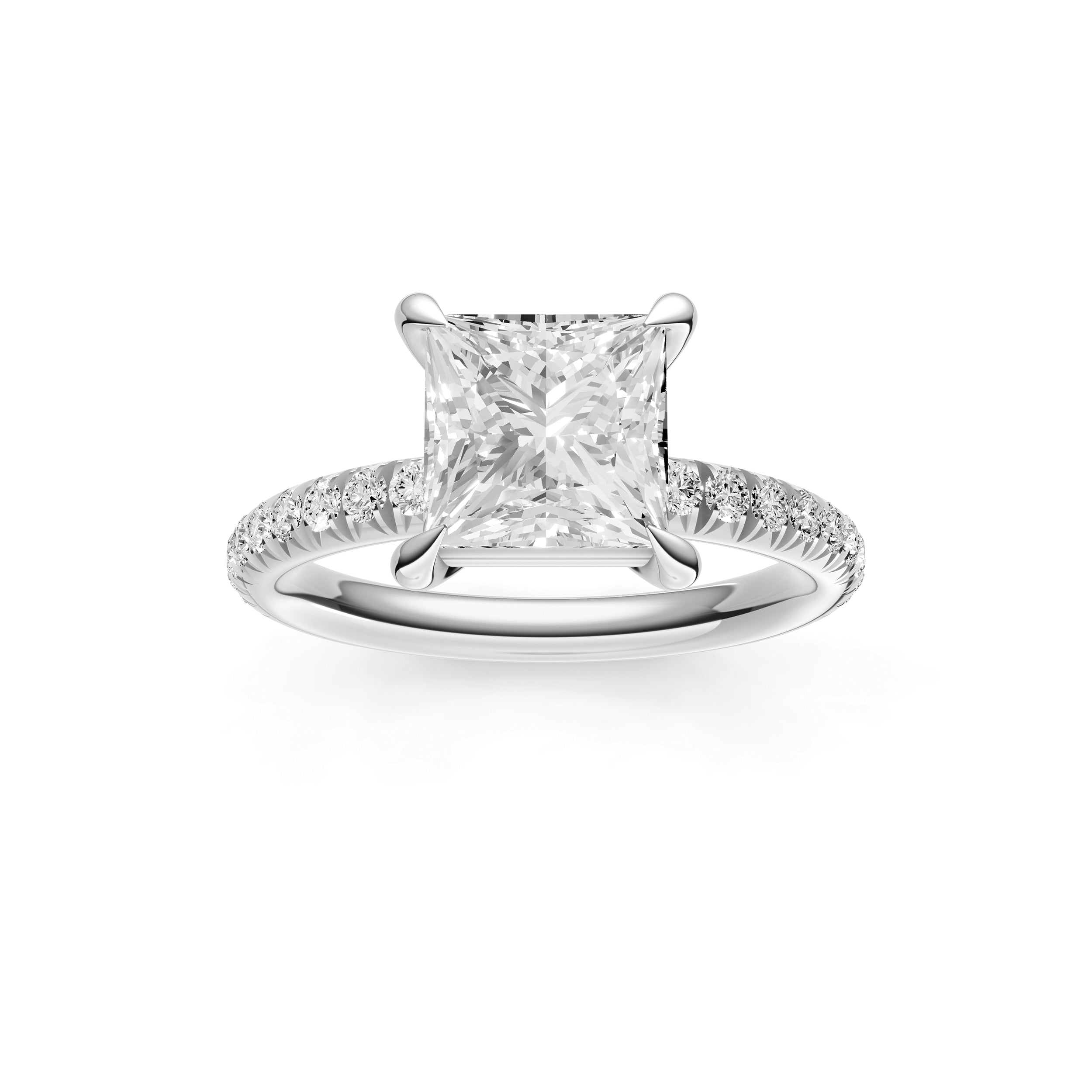 Classic French Pavé Engagement Ring (Princess Cut)