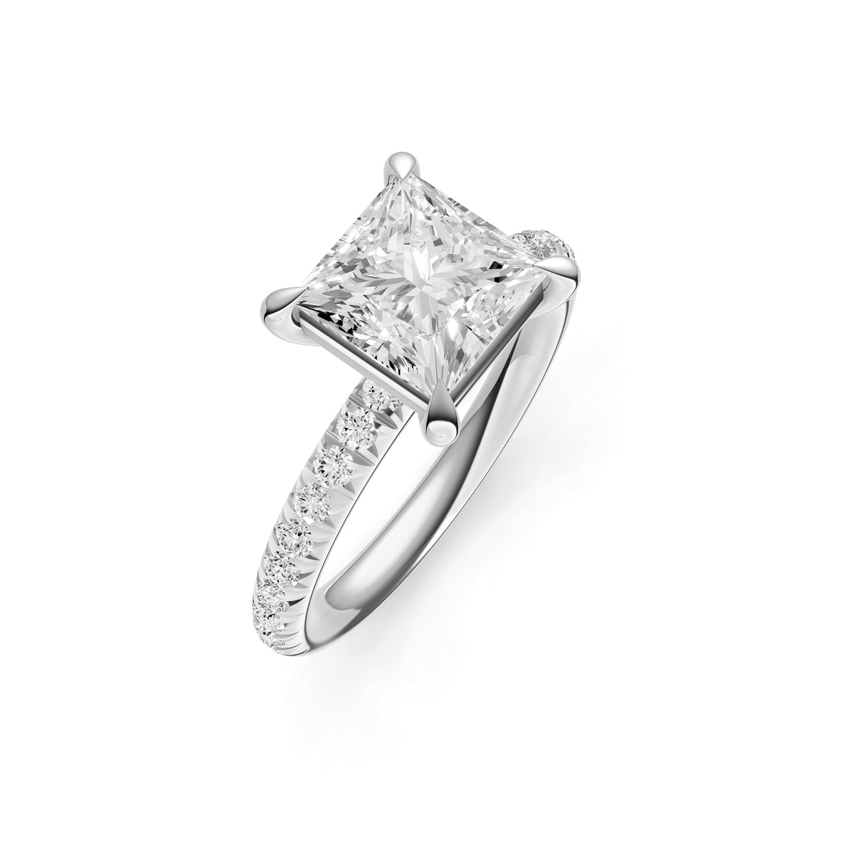 Classic French Pavé Engagement Ring (Princess Cut)