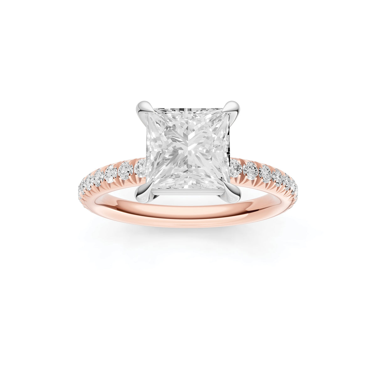Classic French Pavé Engagement Ring (Princess Cut)